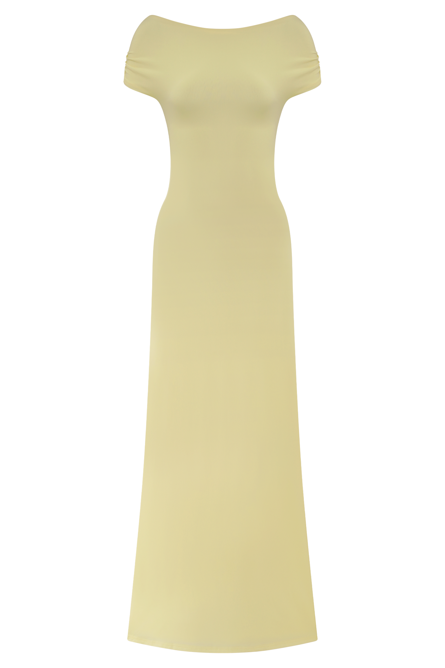 Imogen Off Shoulder Slinky Maxi Dress - Lemon
