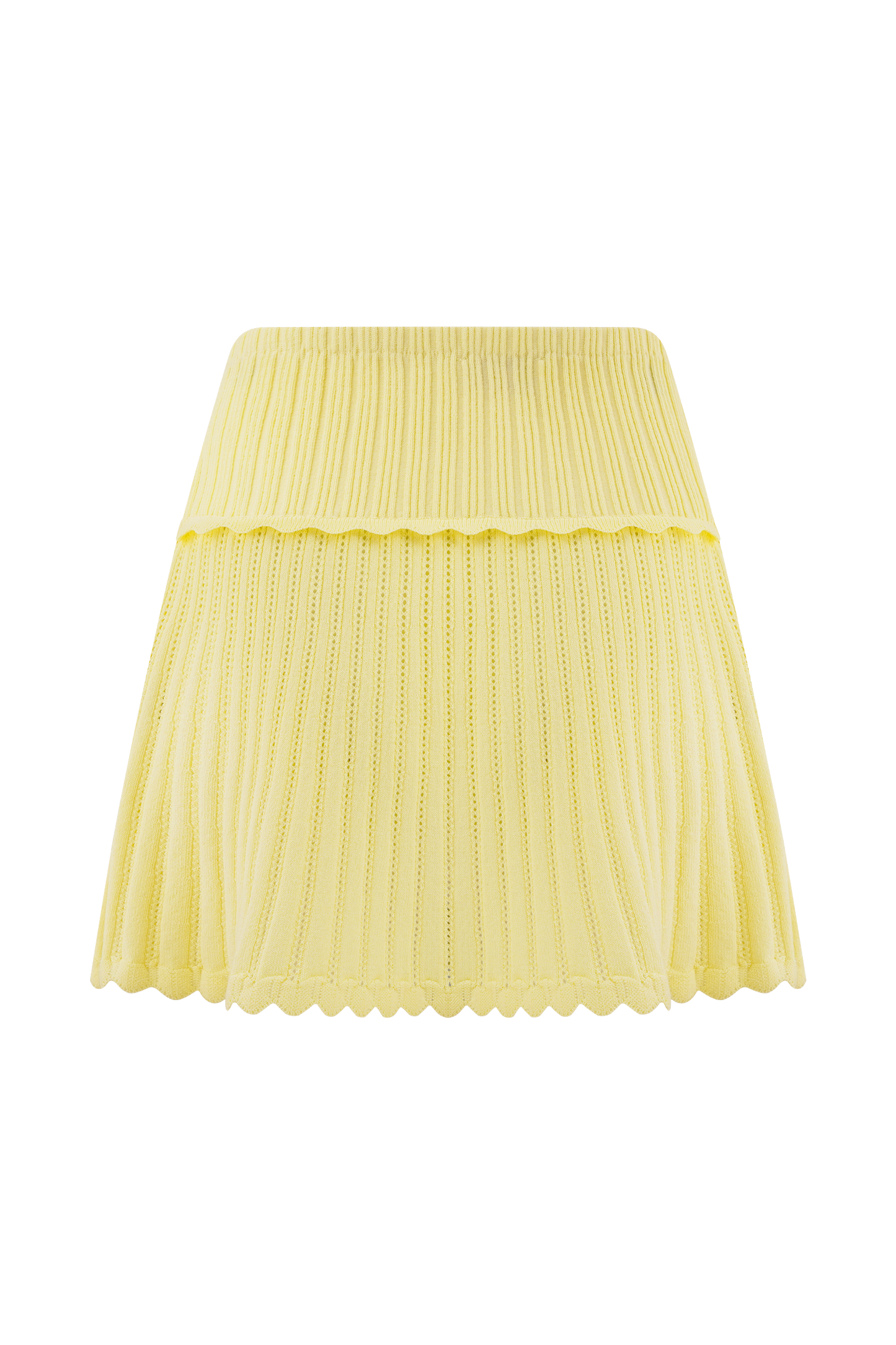 Indy Pointelle Knit Mini Skirt - Lemon
