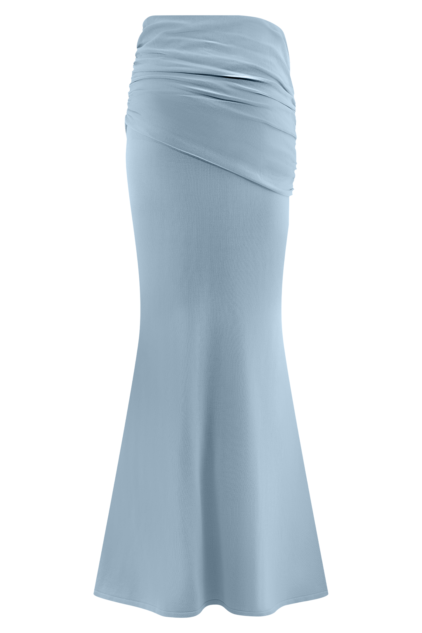 Irene Gathered Knit Maxi Skirt - Blue