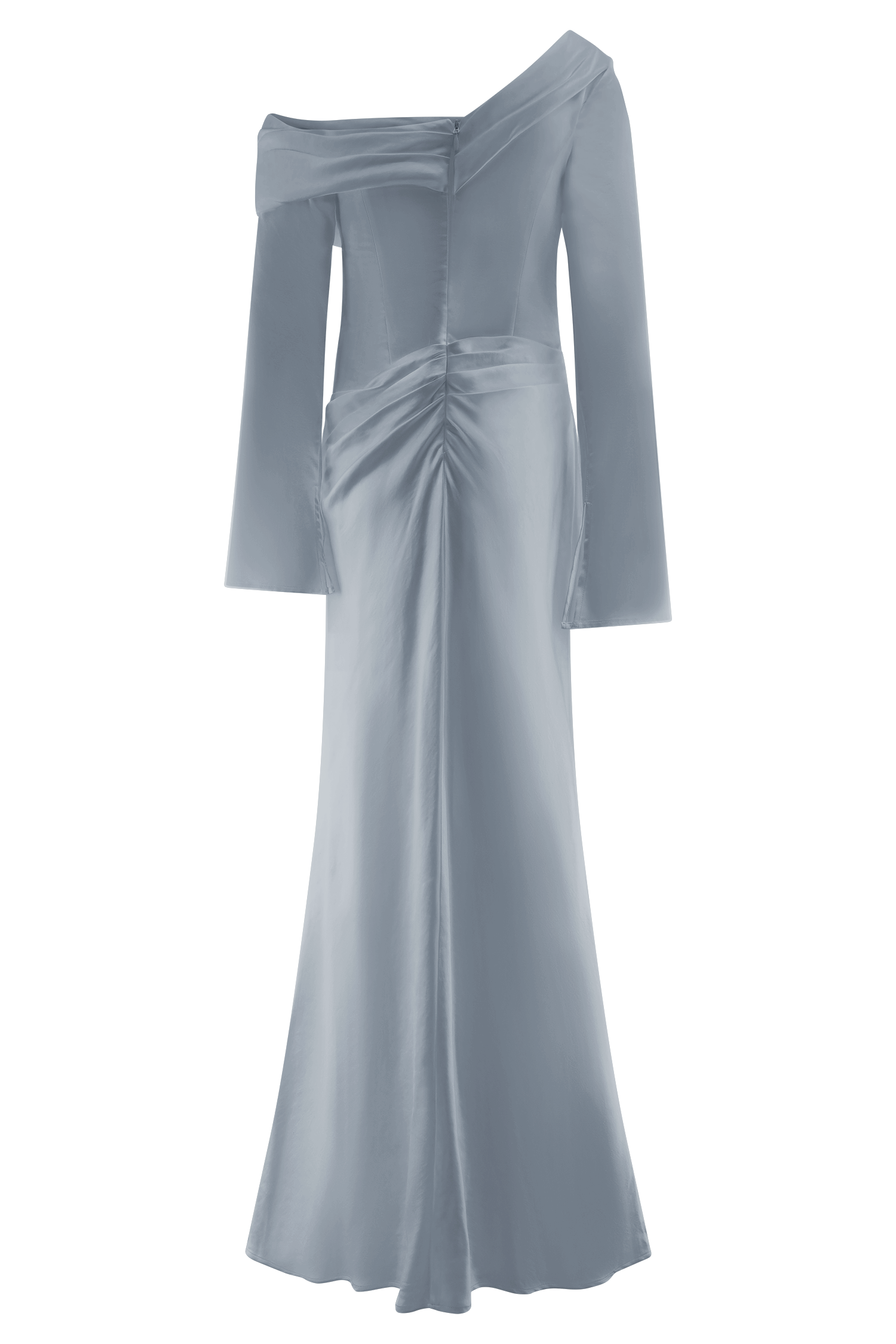 Iris Long Sleeve Satin Maxi Dress - Frosted Blue #12