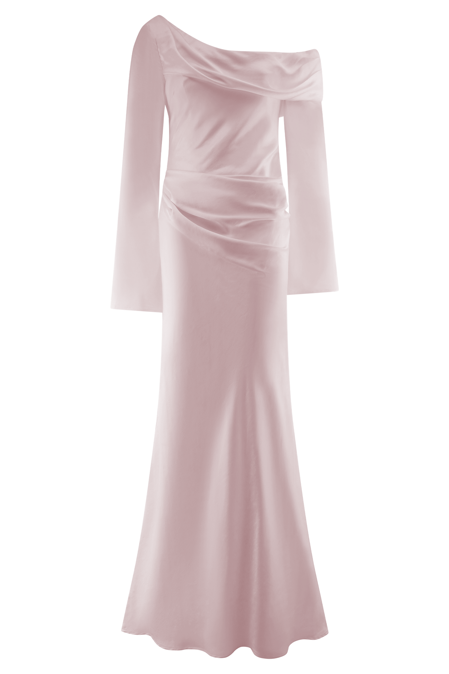 Iris Long Sleeve Satin Maxi Dress - Soft Pink