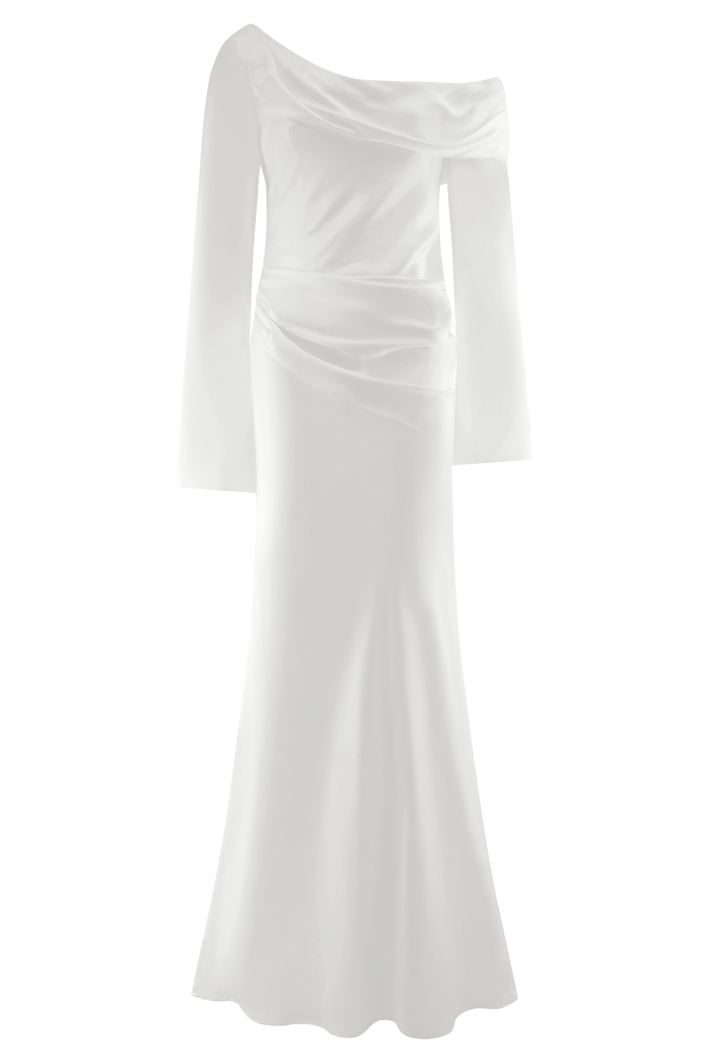 Iris Long Sleeve Satin Maxi Dress - White