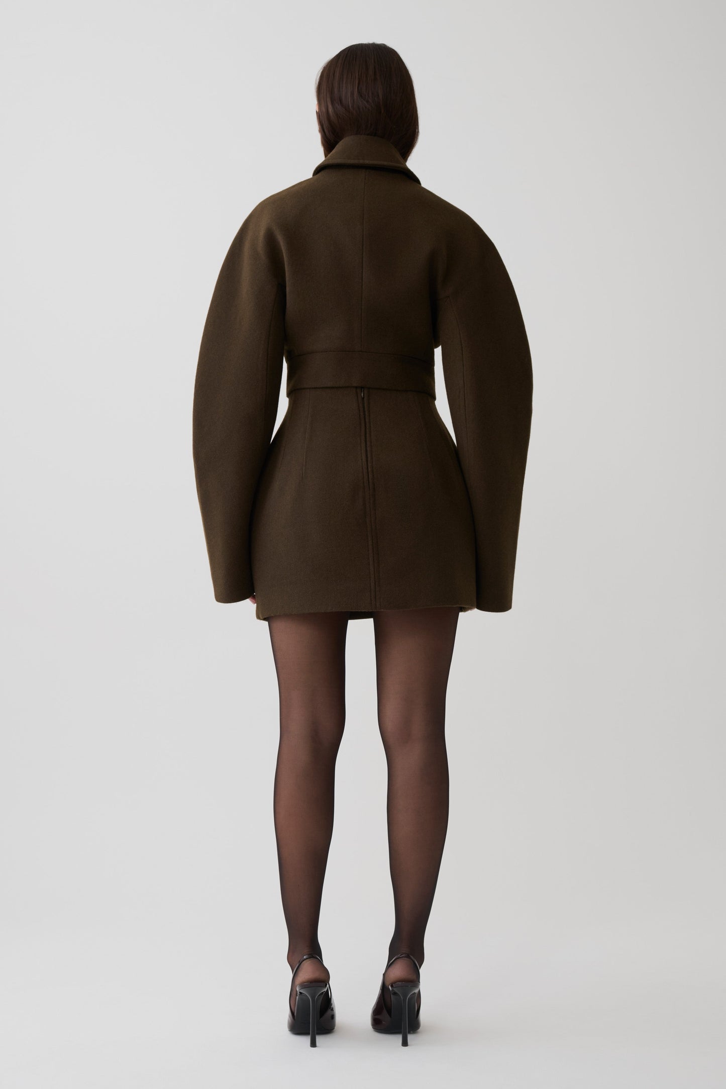 Jemima Wool Blend Cropped Jacket - Chocolate
