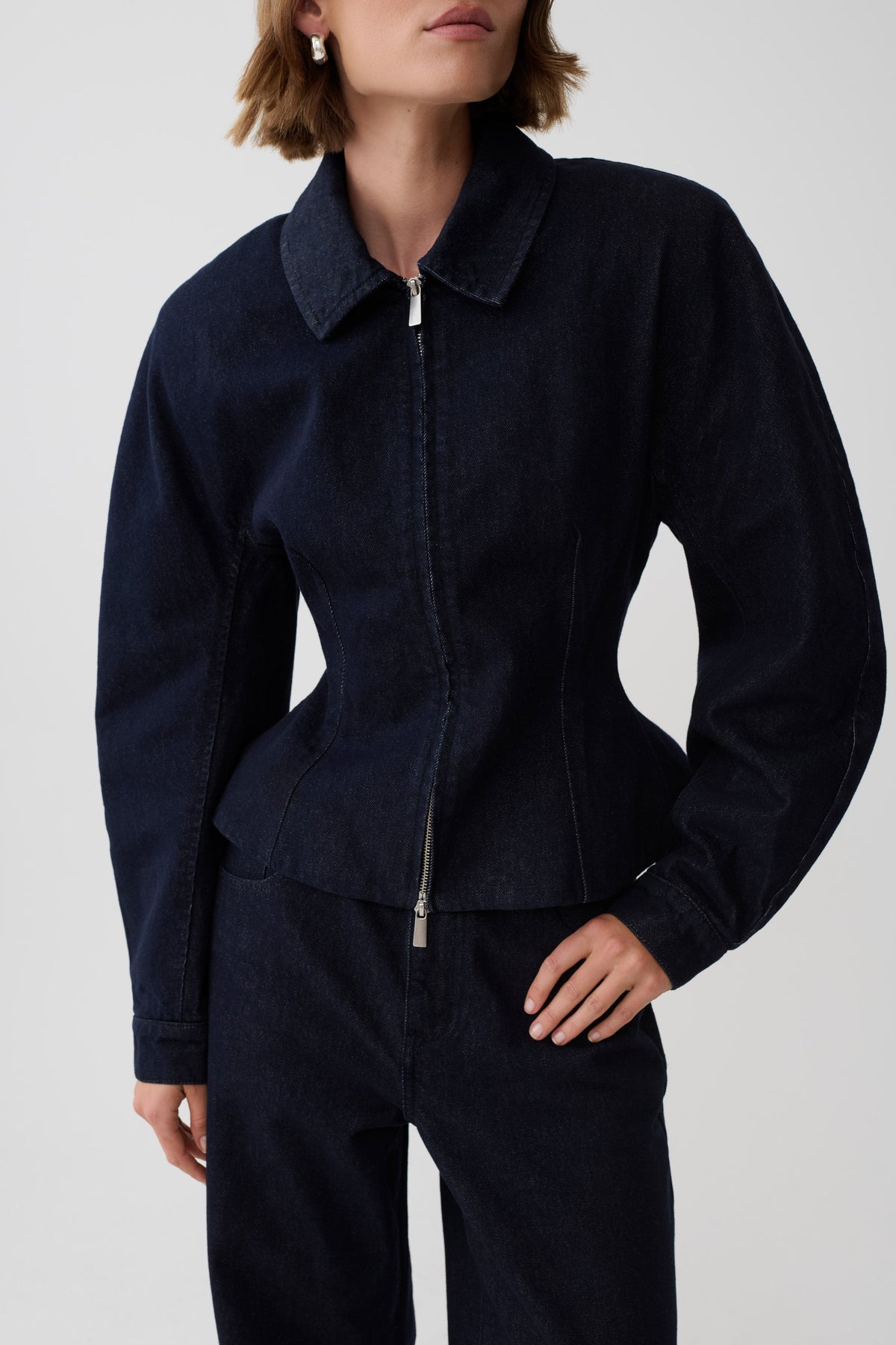 Mariah Denim Zip Jacket - Dark Indigo