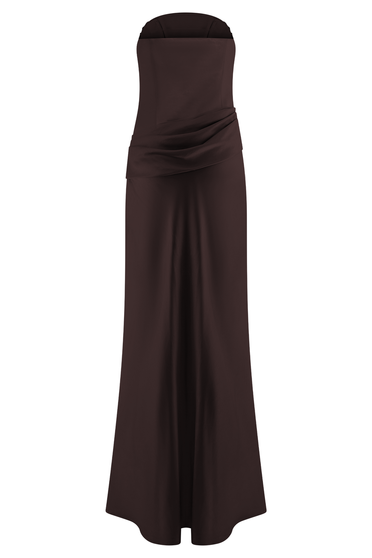 Jasmine Strapless Satin Maxi Dress - Dark Chocolate