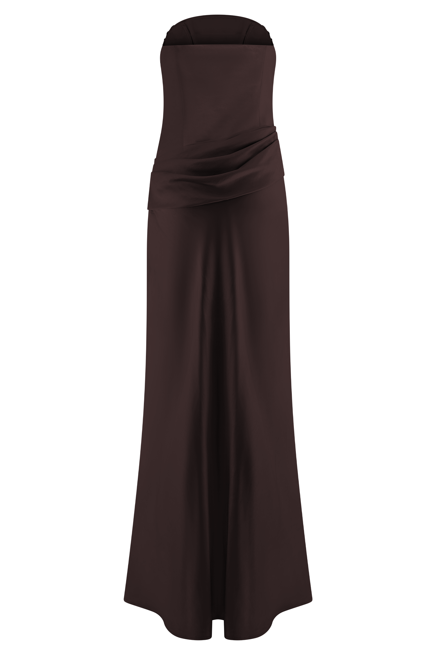 Jasmine Strapless Satin Maxi Dress - Dark Chocolate #12