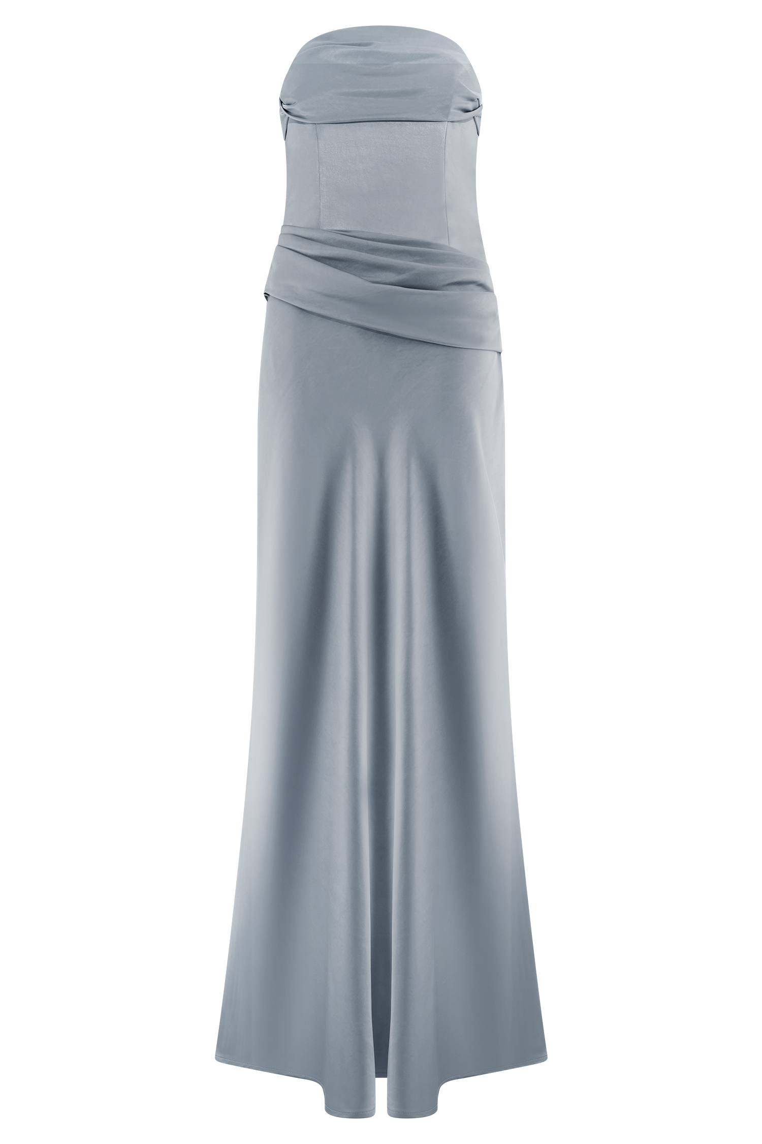 Jasmine Strapless Satin Maxi Dress - Frosted Blue #14