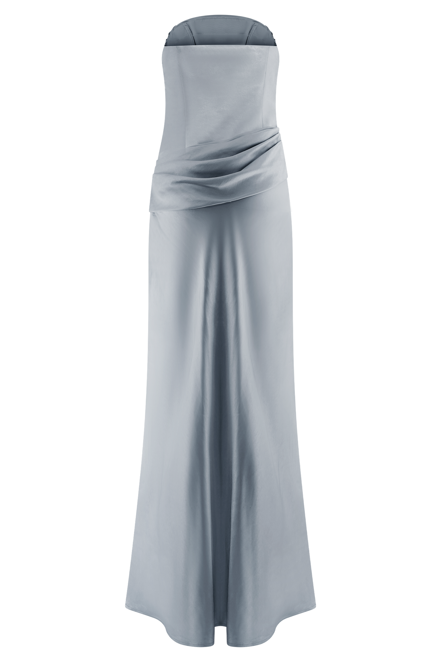Jasmine Strapless Satin Maxi Dress - Frosted Blue
