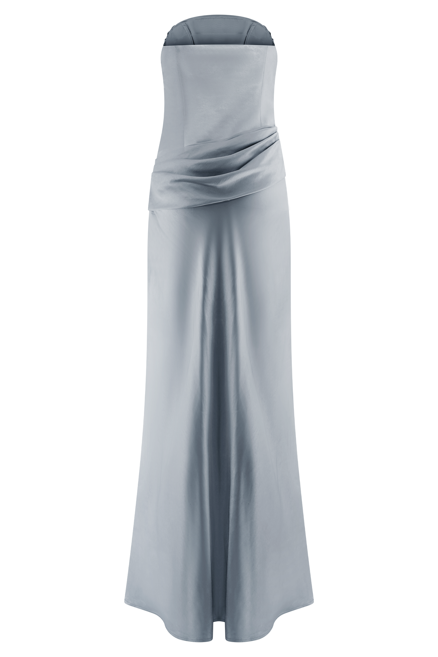 Jasmine Strapless Satin Maxi Dress - Frosted Blue #13