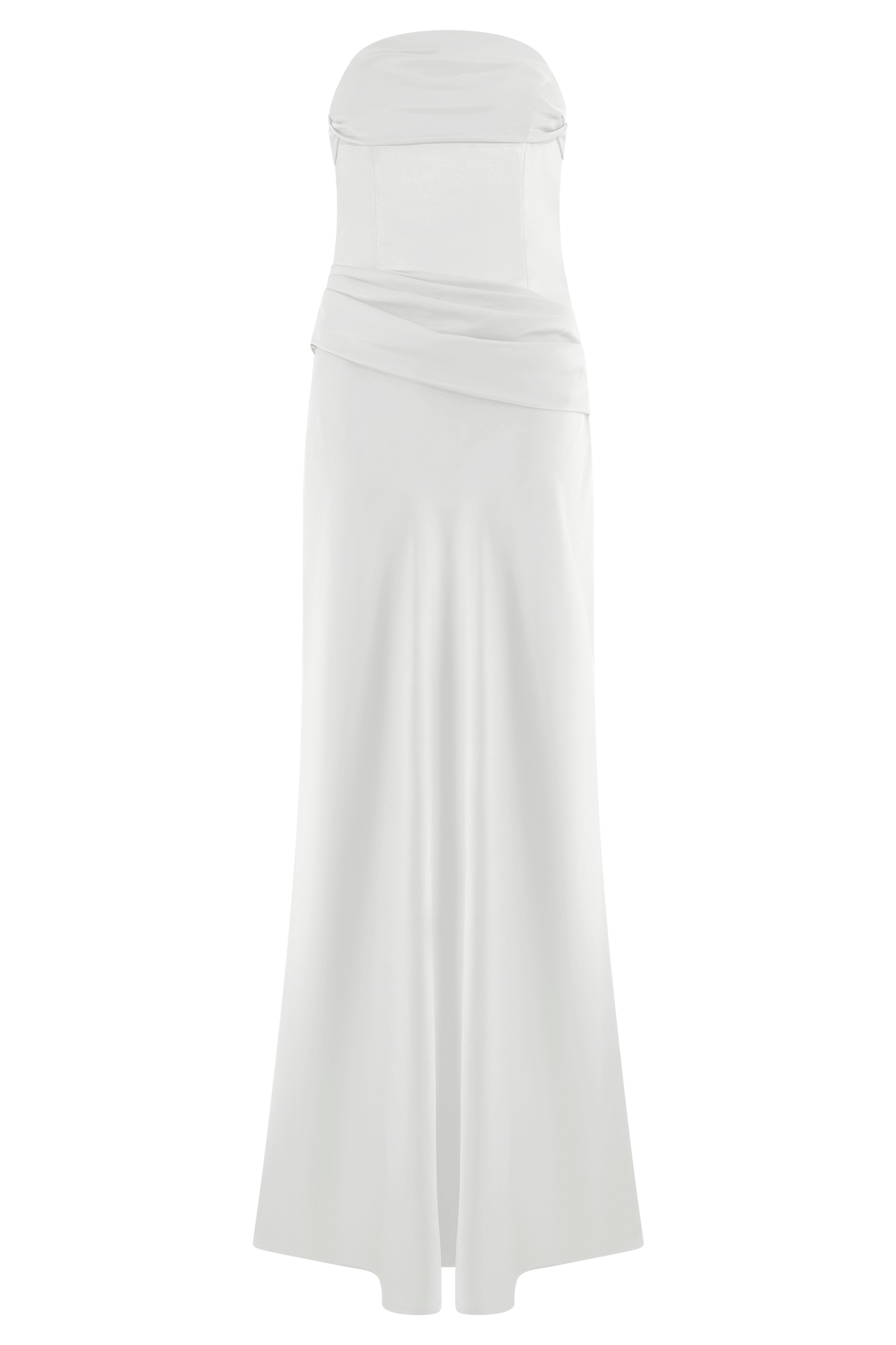 Jasmine Strapless Satin Maxi Dress - White