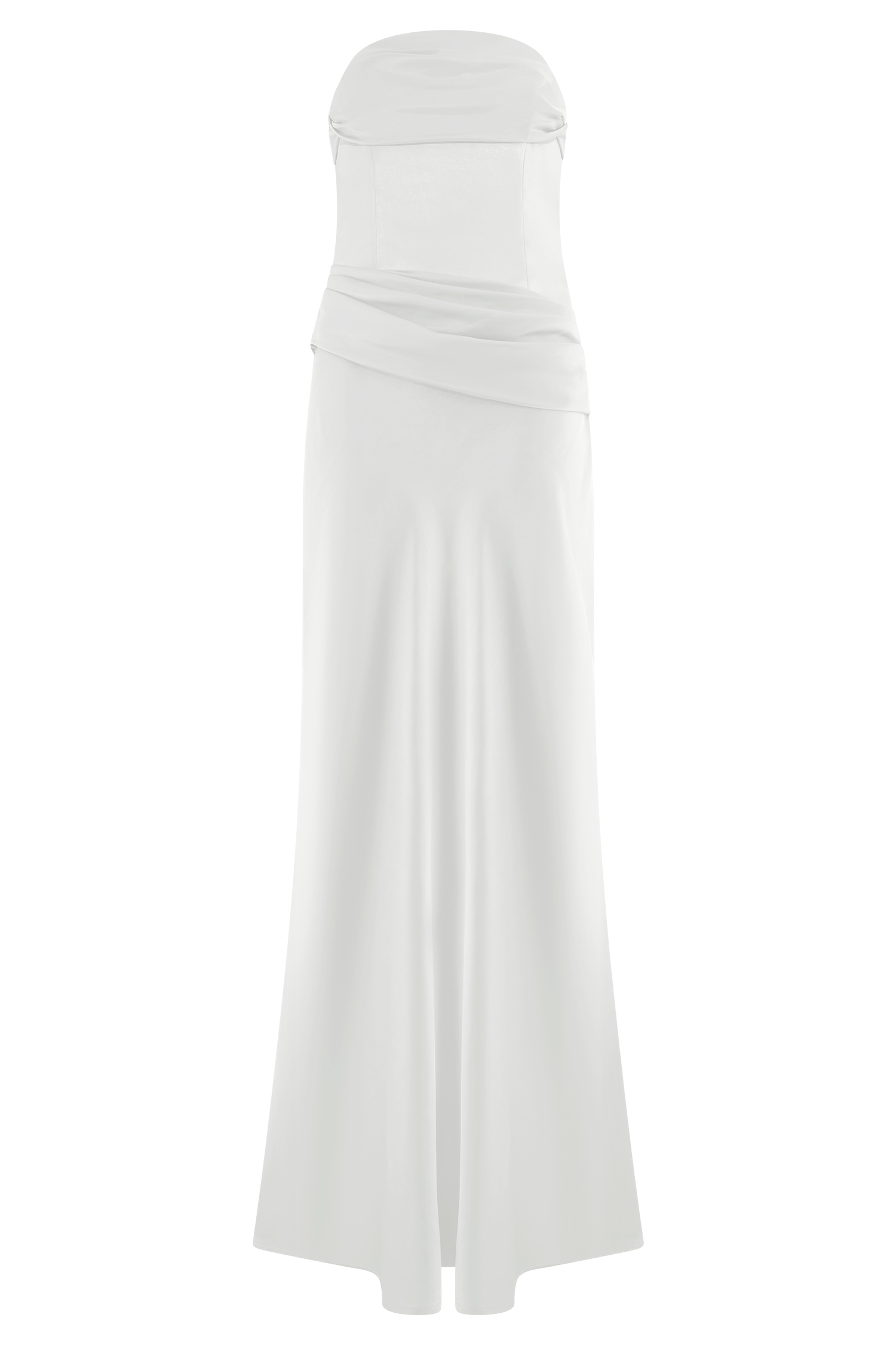 Jasmine Strapless Satin Maxi Dress - White #9