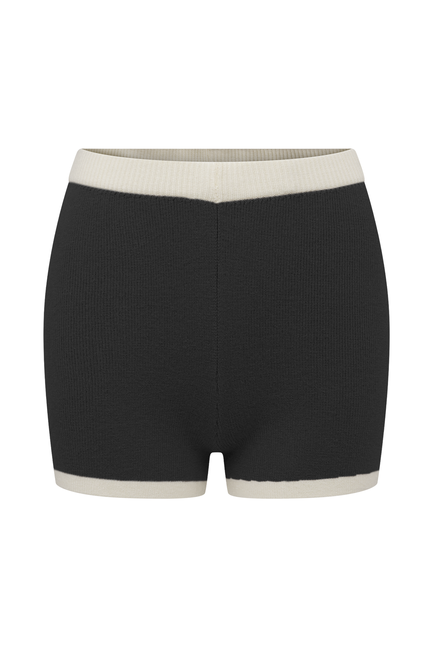 Julianne Contrast Knit Shorts - Black/White