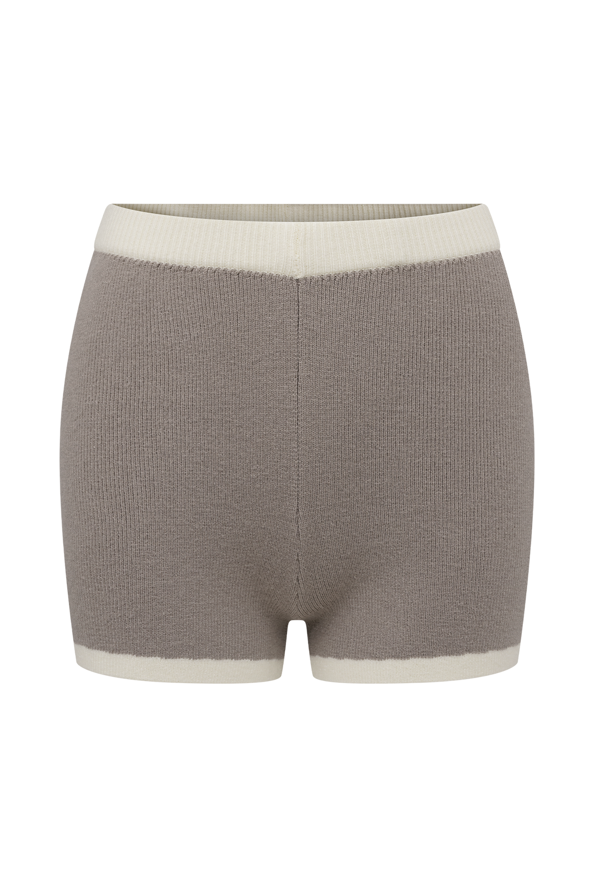 Julianne Contrast Knit Shorts - Pebble/Ivory
