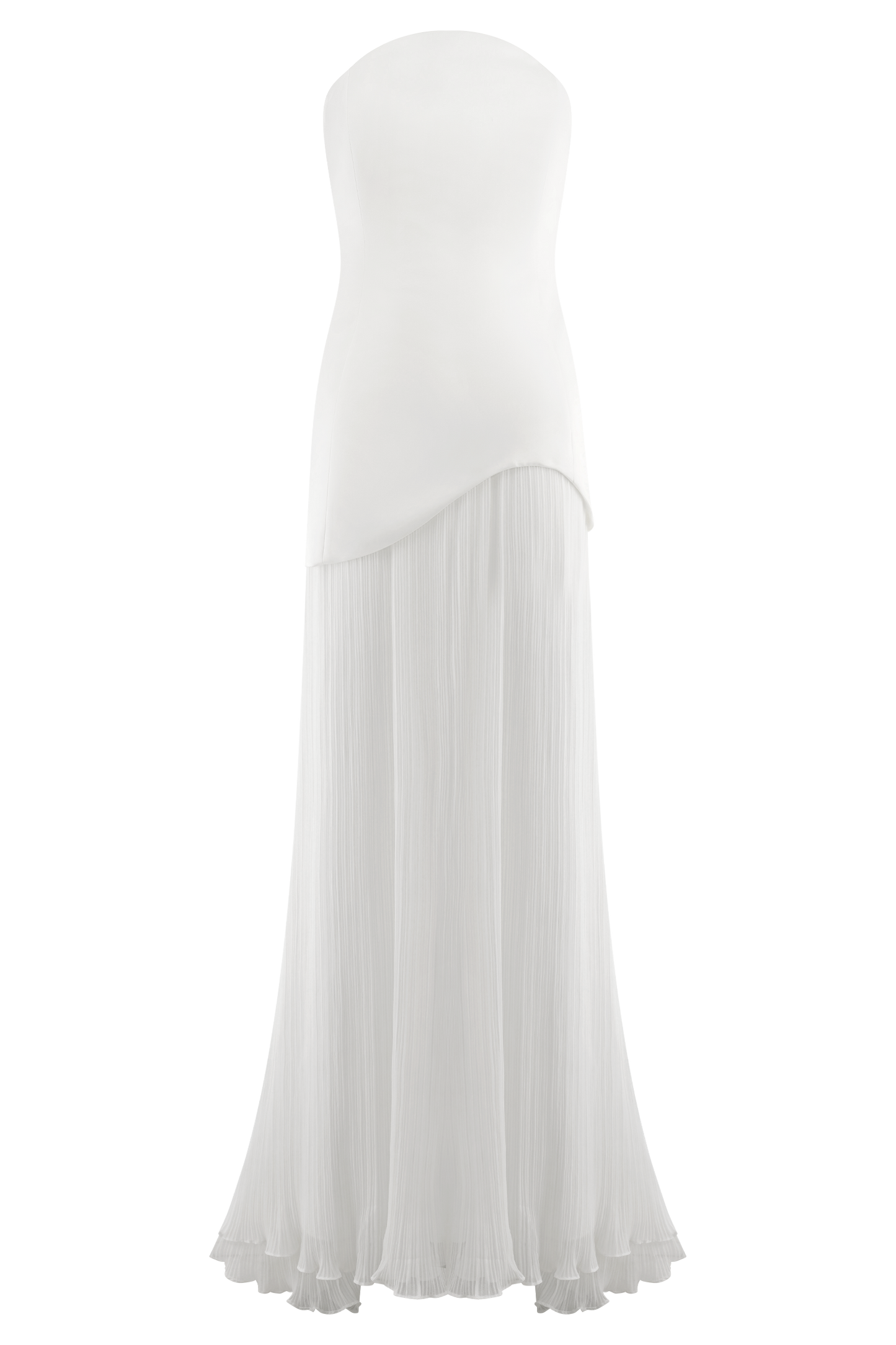 Juno Strapless Pleated Maxi Gown - White