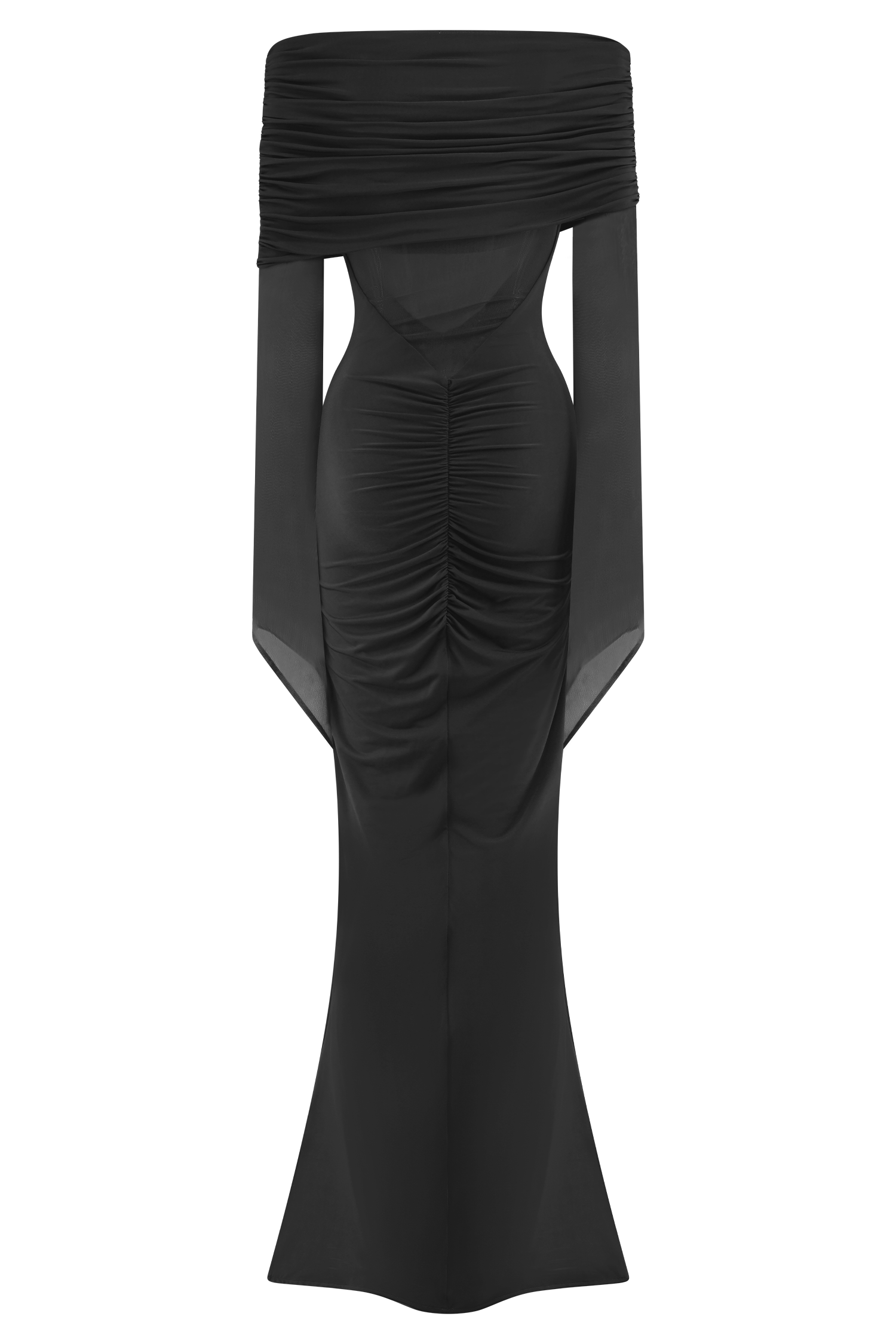 Kaitlin One Shoulder Slinky And Mesh Maxi Dress - Black #9