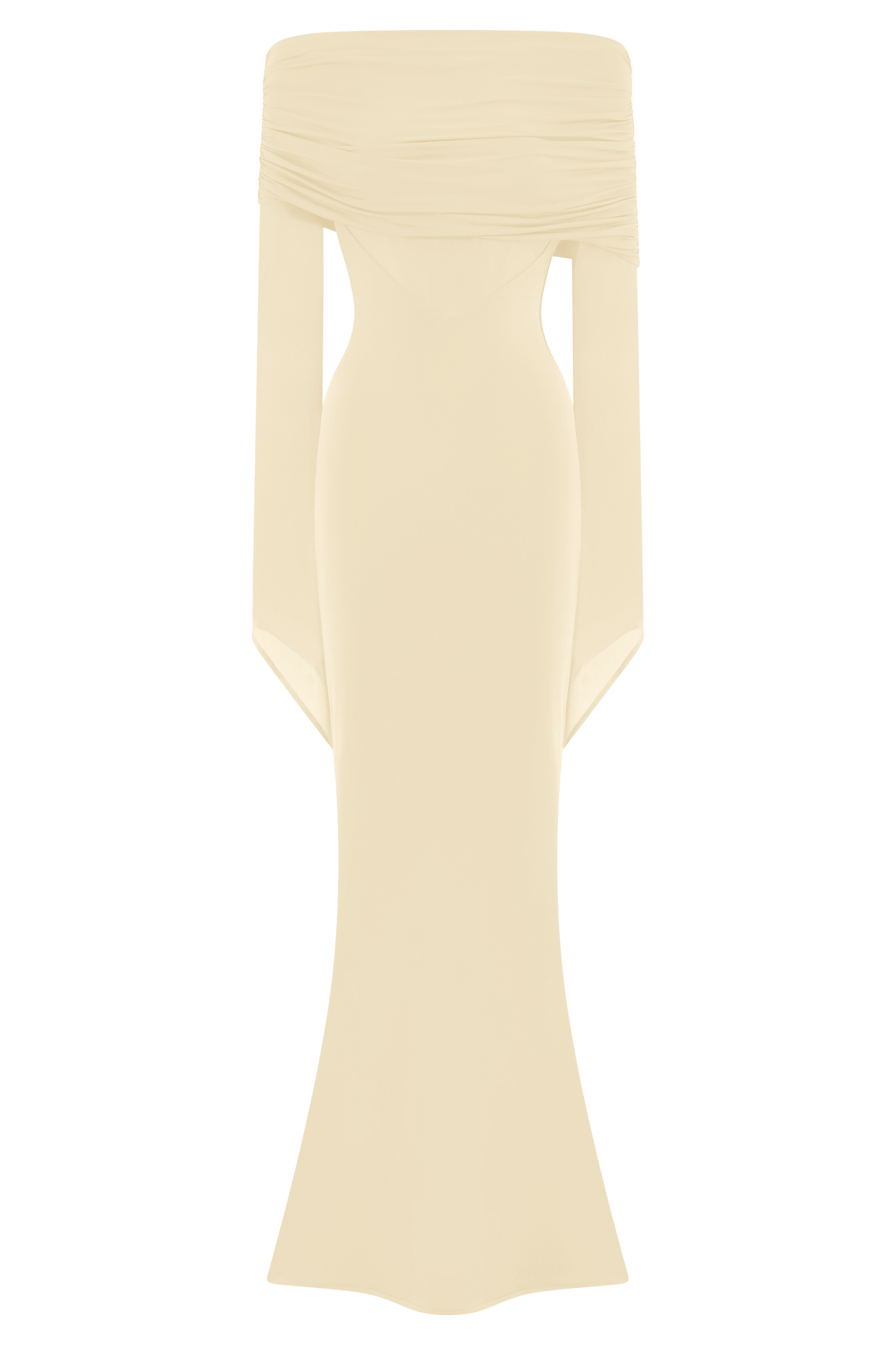 Kaitlin One Shoulder Slinky And Mesh Maxi Dress - Ivory