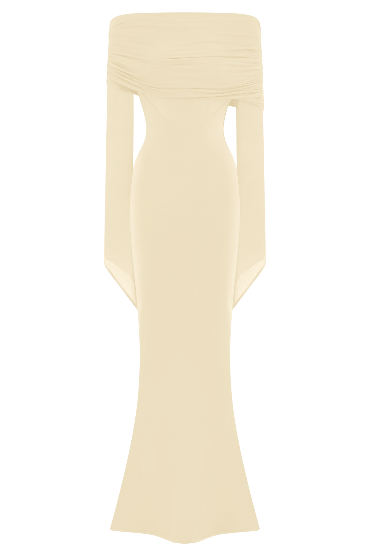 Kaitlin One Shoulder Slinky And Mesh Maxi Dress - Ivory