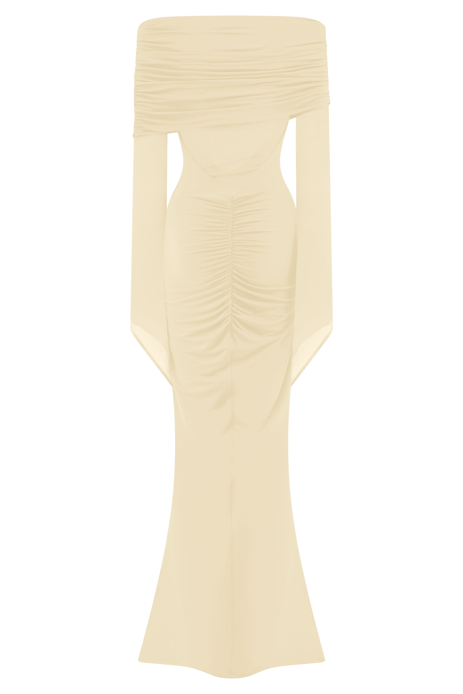 Kaitlin One Shoulder Slinky And Mesh Maxi Dress - Ivory #8