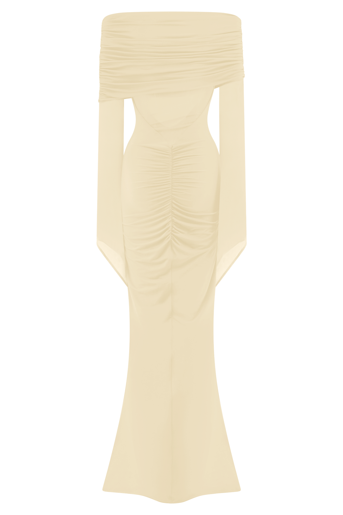 Kaitlin One Shoulder Slinky And Mesh Maxi Dress - Ivory