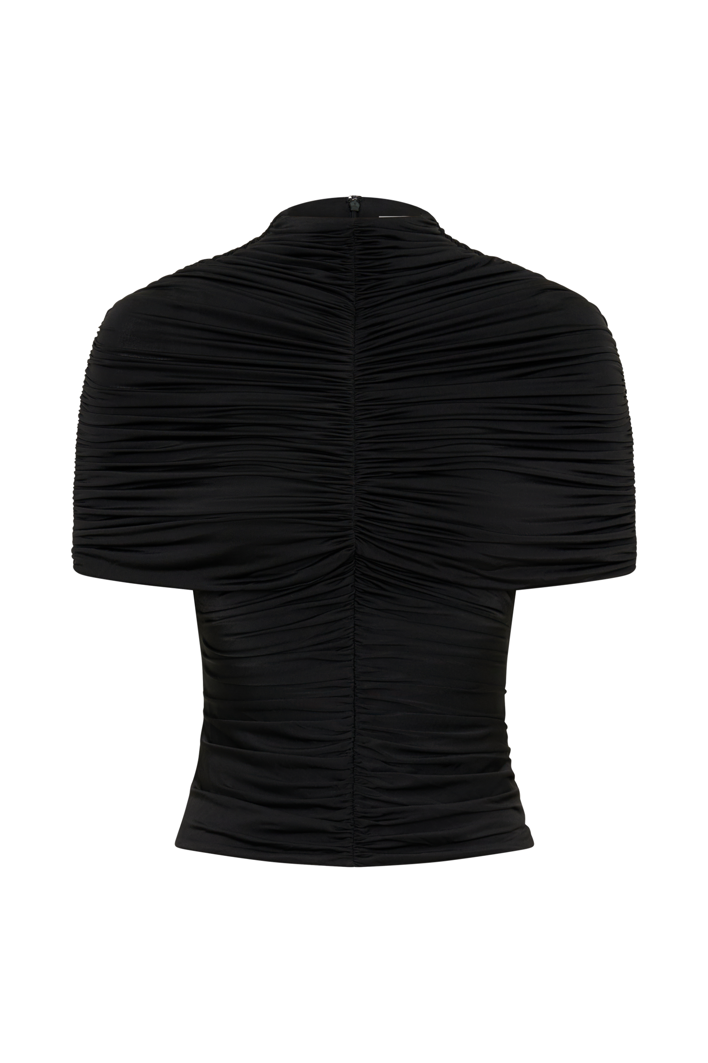 Linh Slinky High Neck Gathered Top - Black