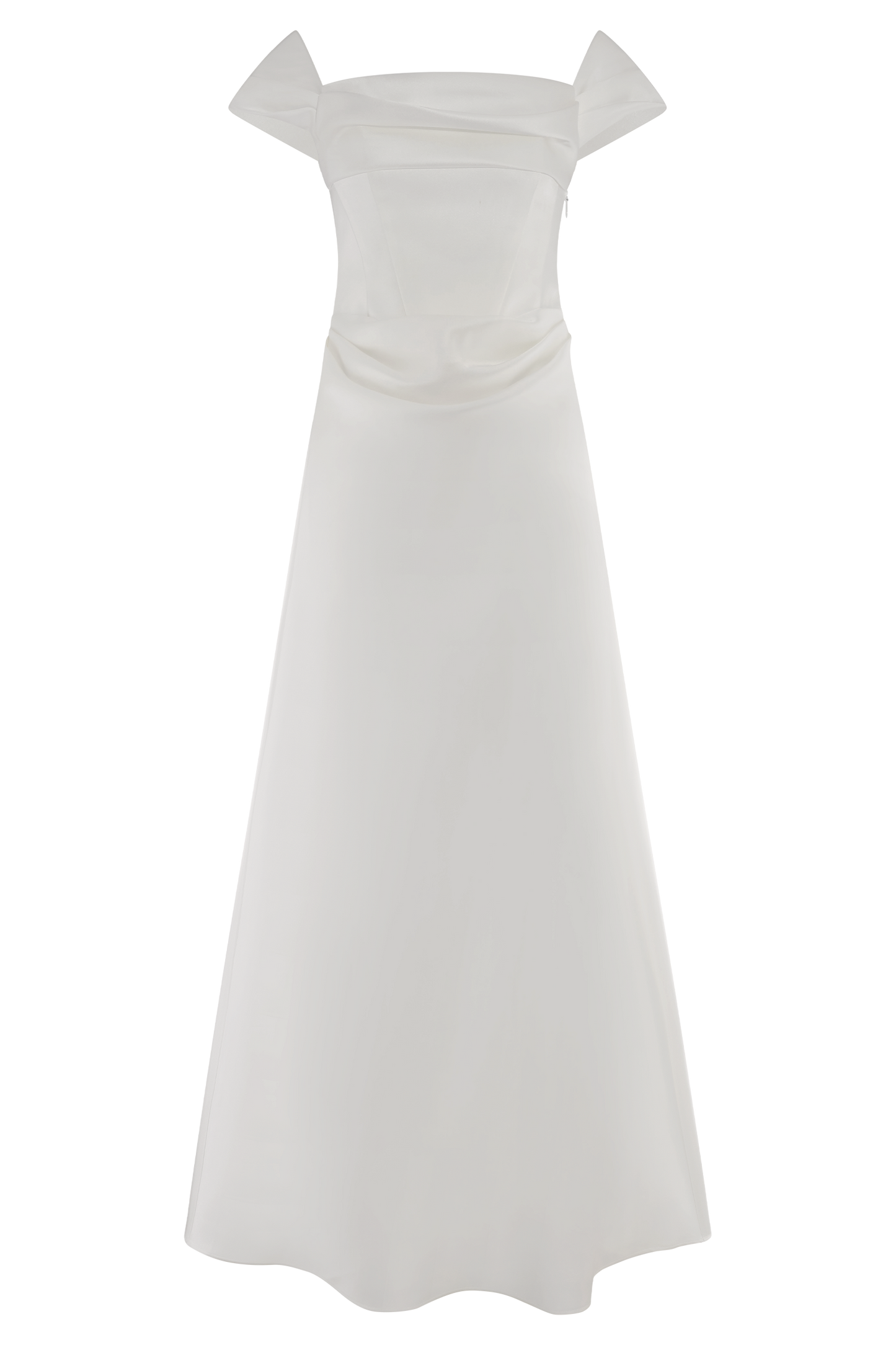 Luna Satin Off Shoulder Gown - White