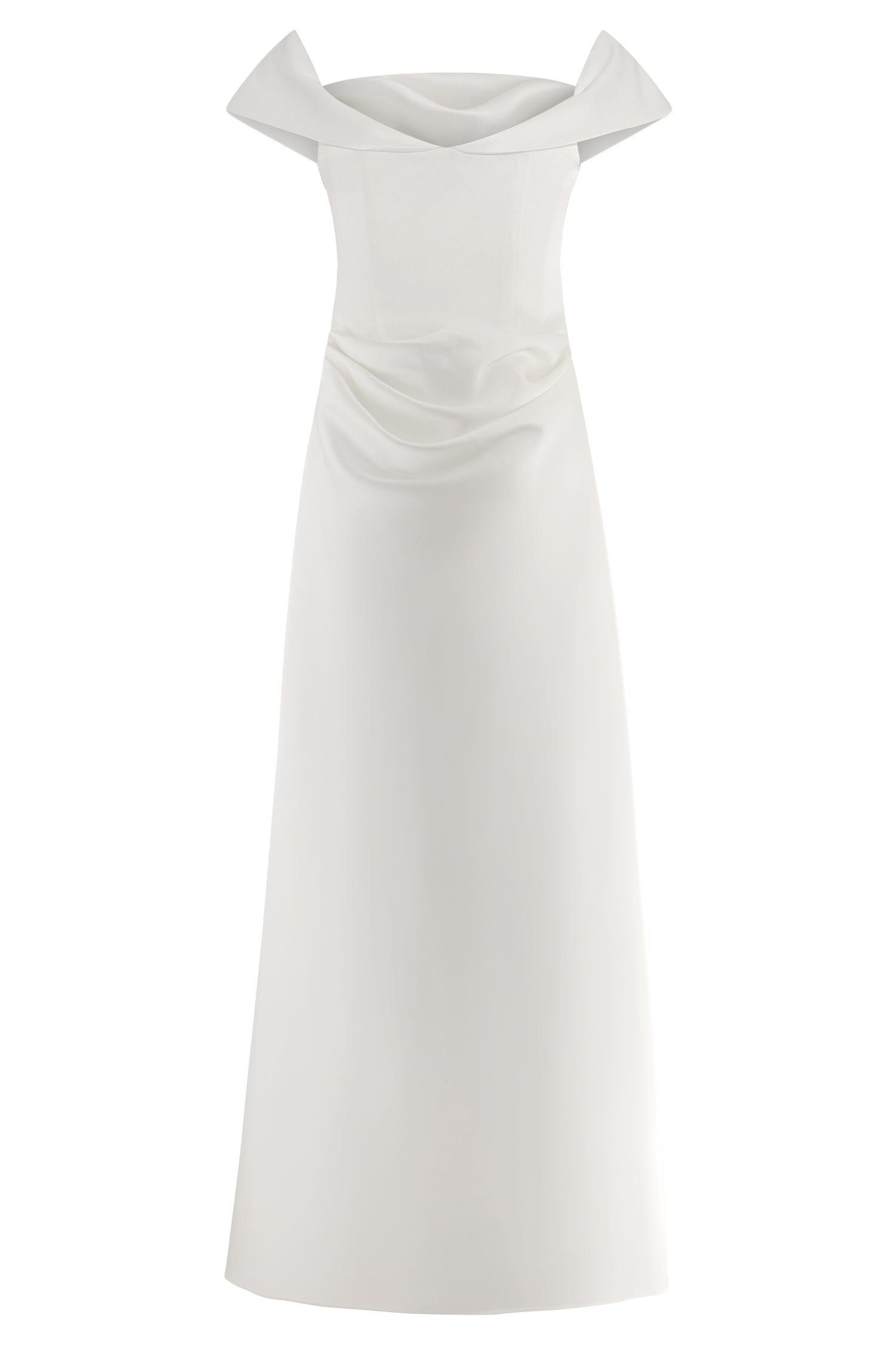 Luna Satin Off Shoulder Gown - White #7