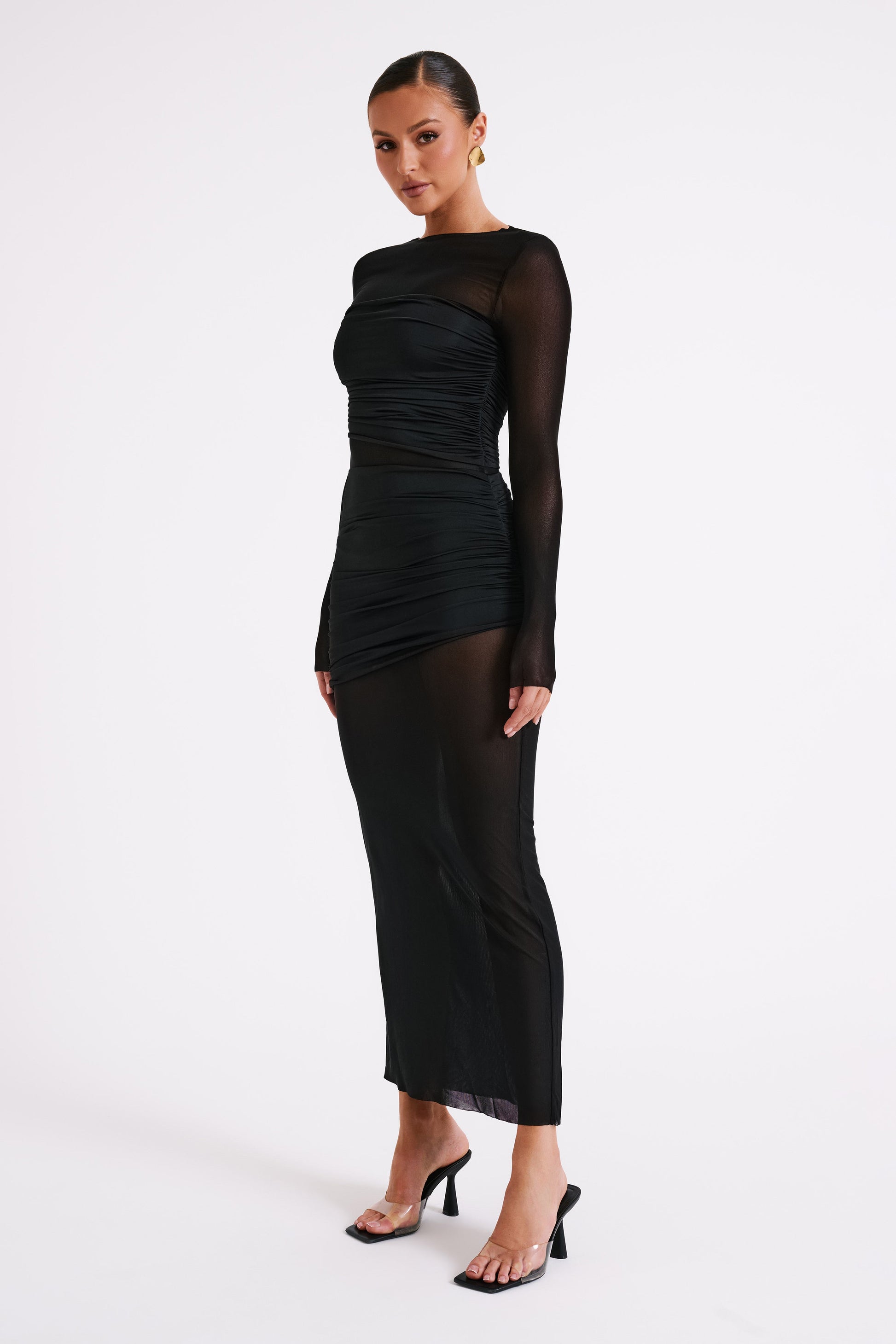 Kate Mesh And Nylon Maxi Dress - Black #5