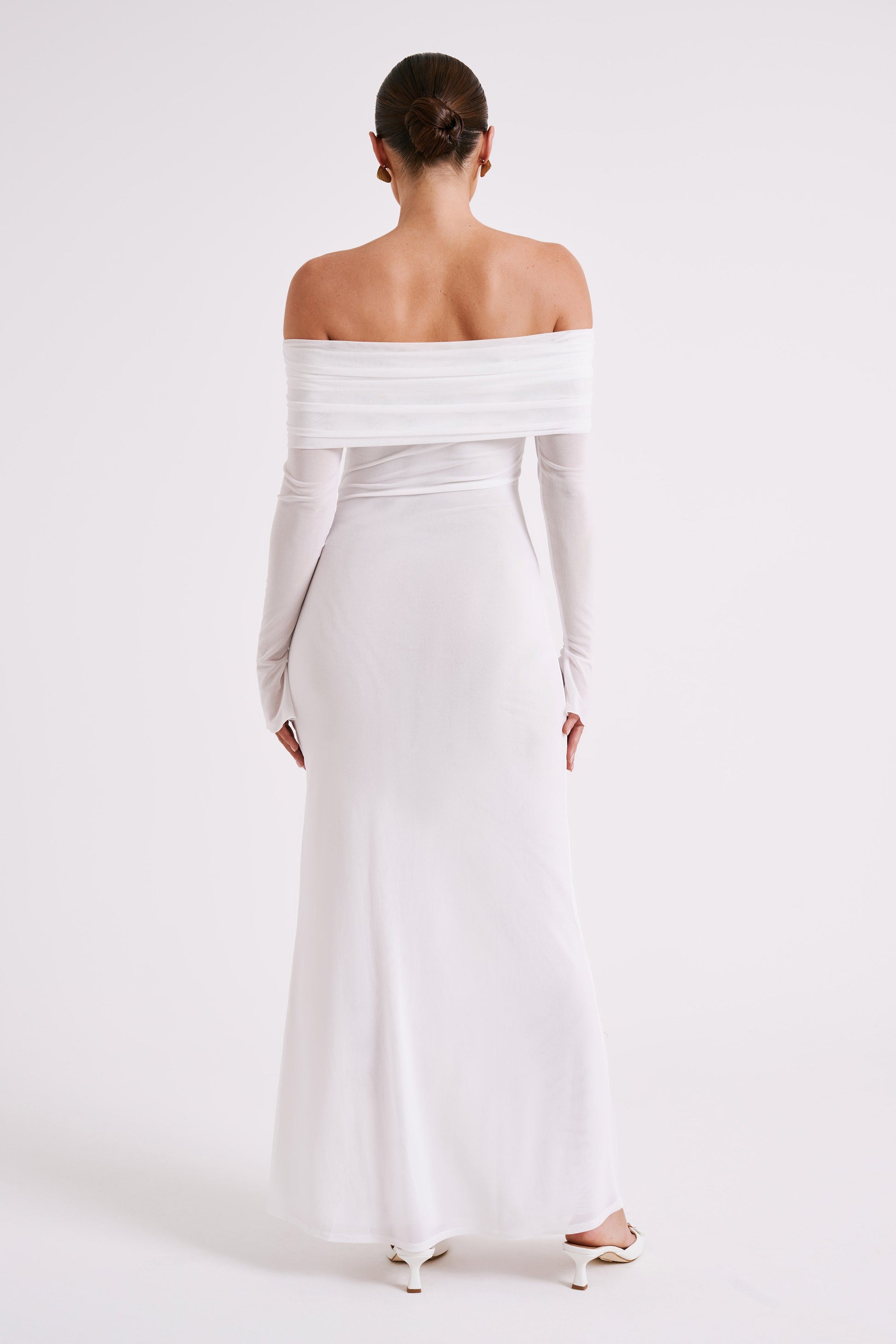 Josie Off Shoulder Mesh Maxi Dress - Ivory #3