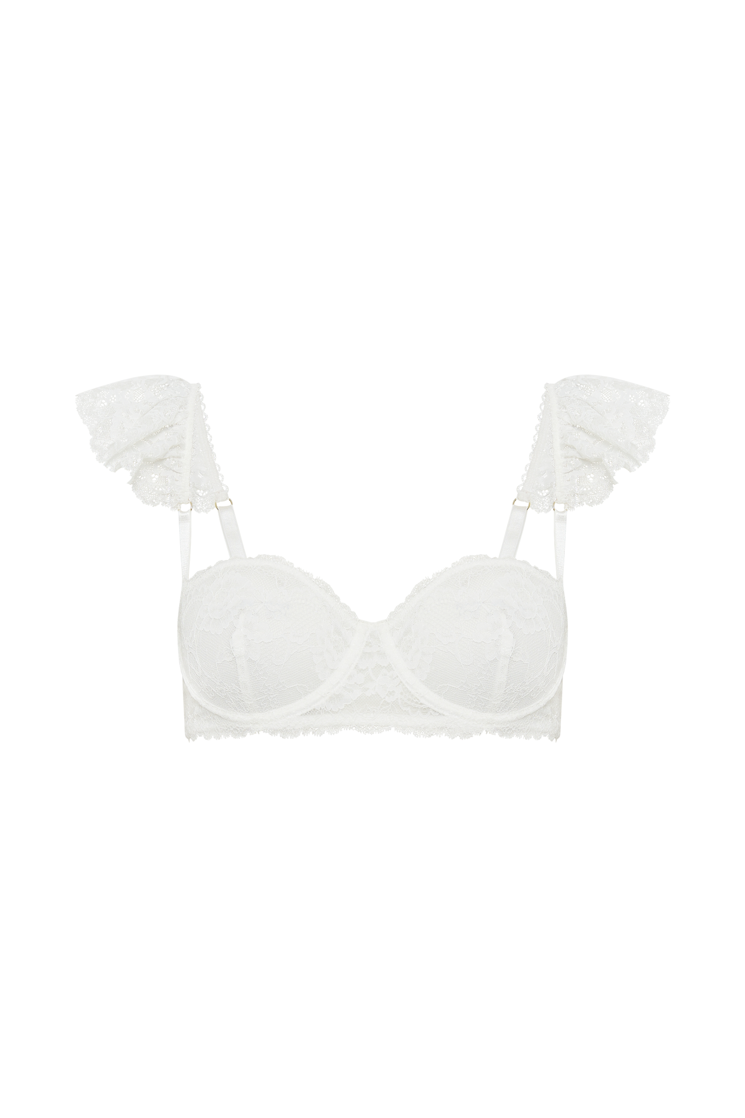 Blaise Lace Frill Underwire Bra - White #13