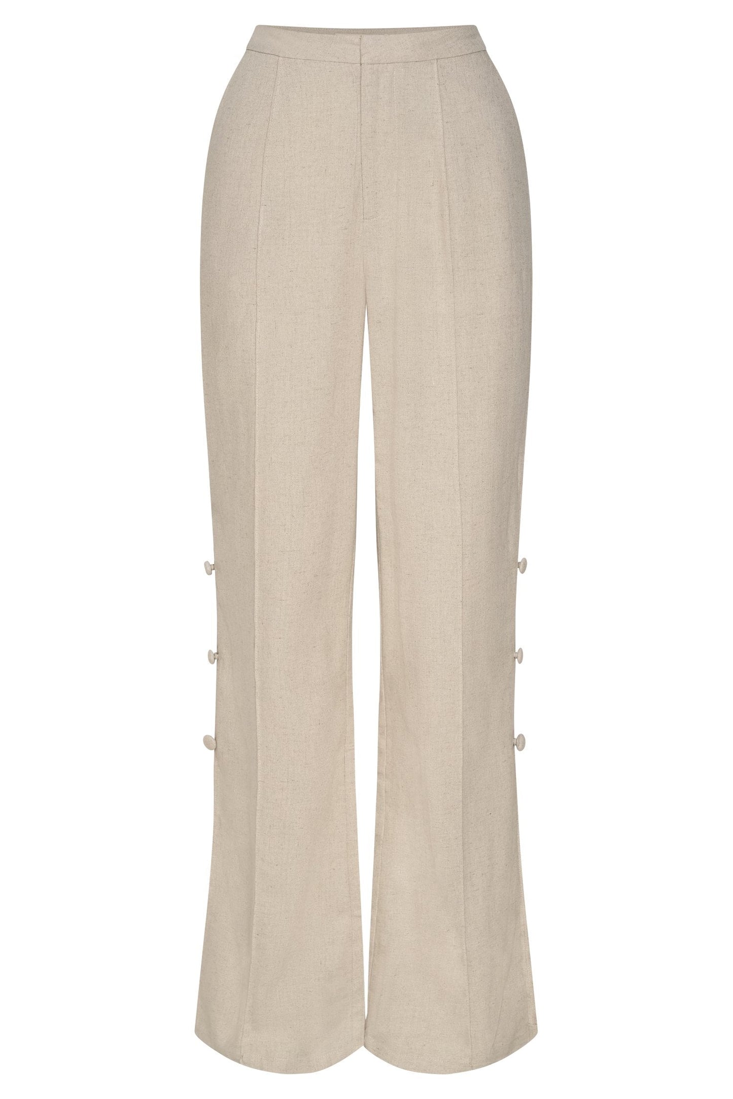 Lexi Linen Cut Out Side Pants - Natural