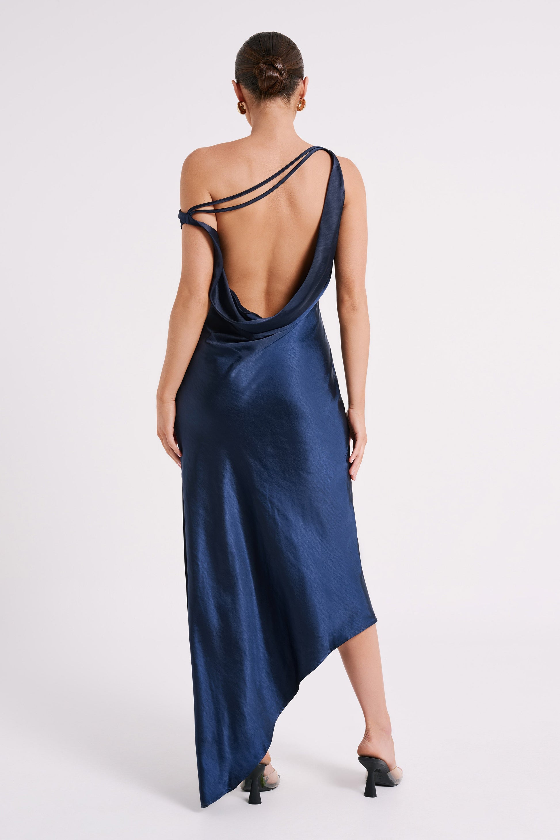 Yvette Slip Maxi Dress With Asymmetrical Hem - Navy #2