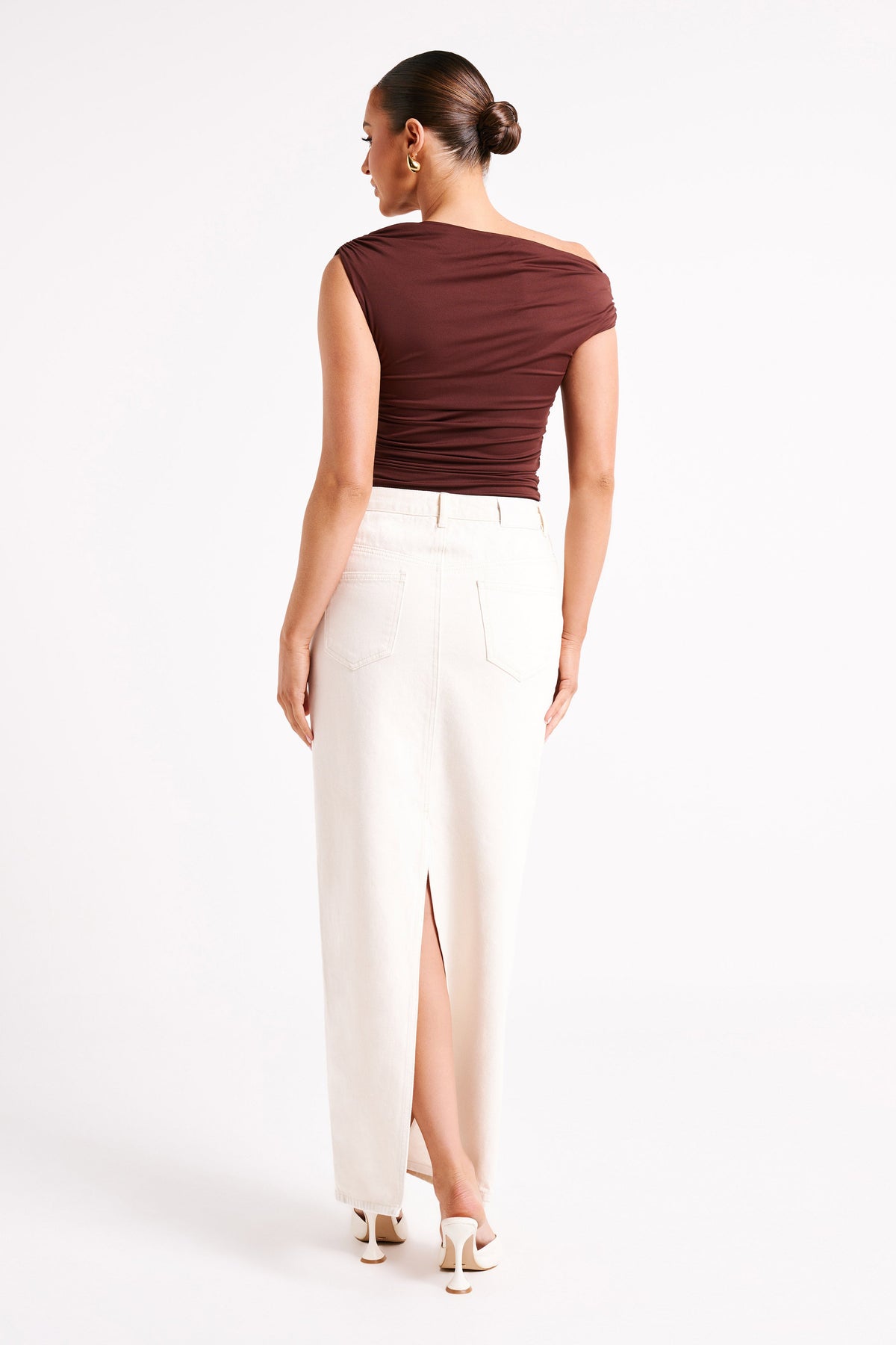 Alayna Recycled Nylon Ruched Top - Chocolate