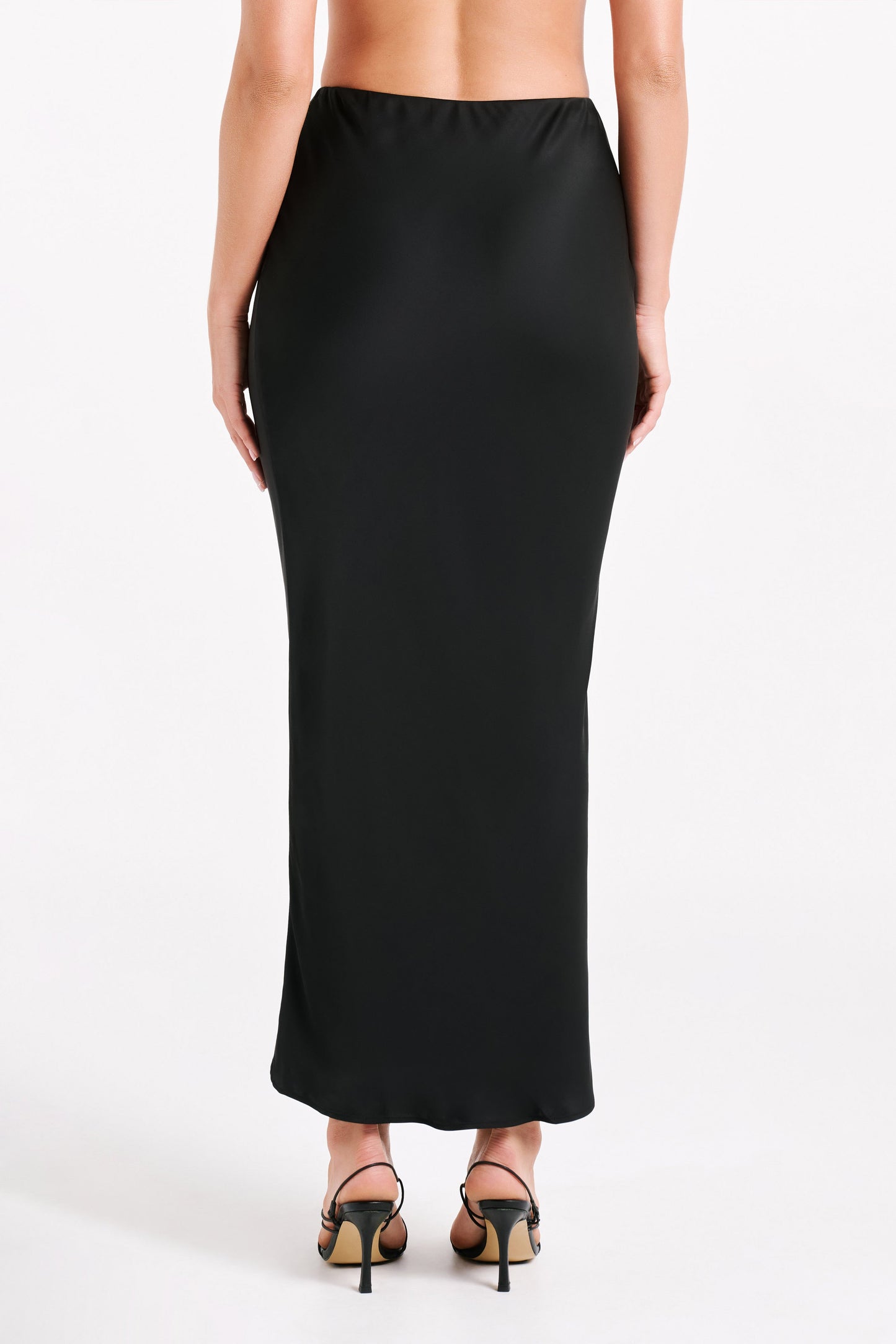 Violeta Satin Maxi Skirt - Black