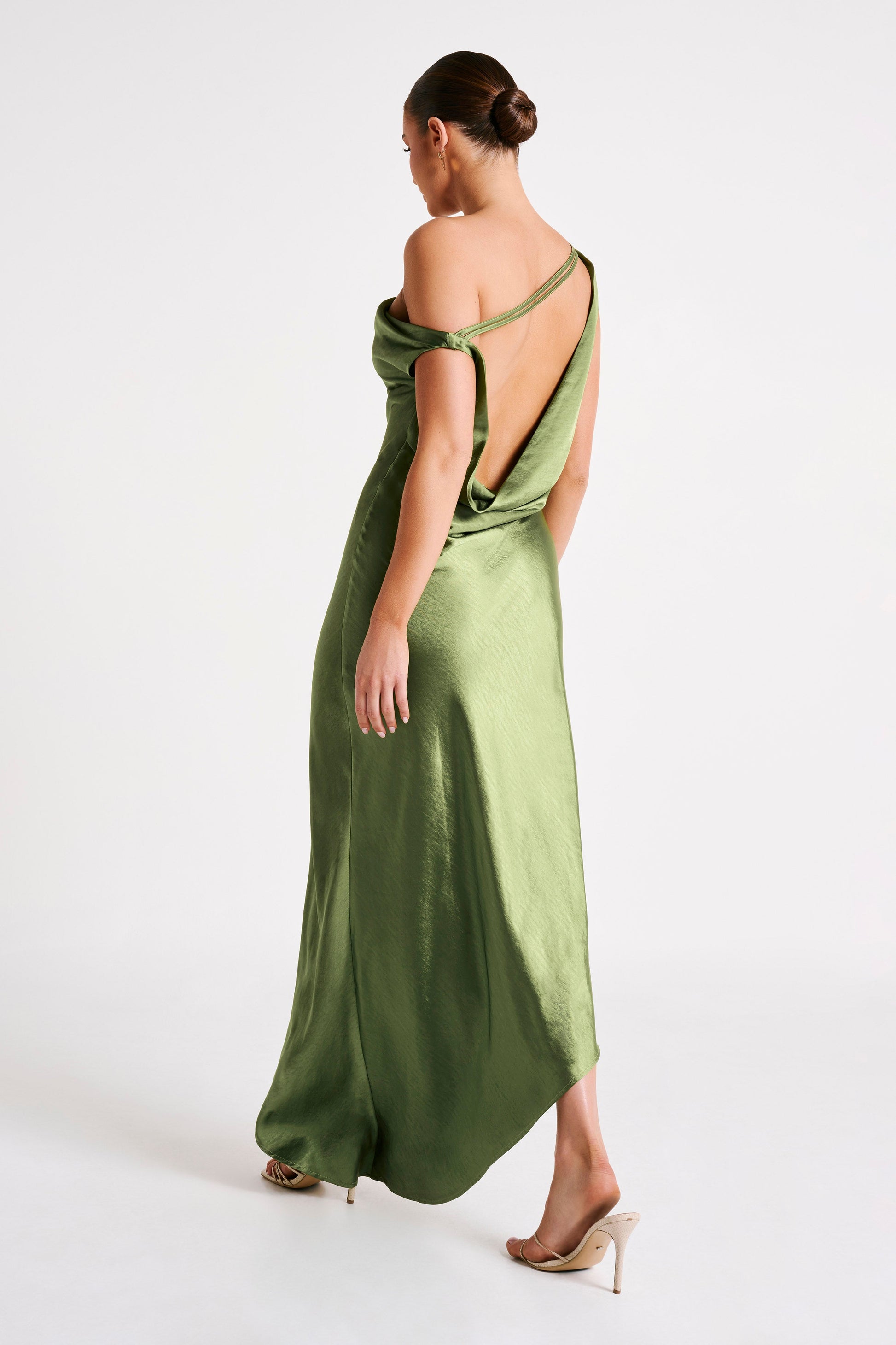 Yvette Slip Maxi Dress With Asymmetrical Hem - Emerald #6