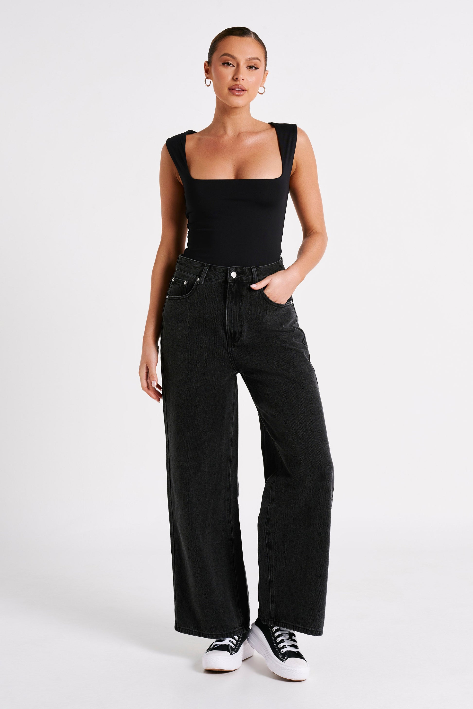 Linley Recycled Nylon Long Line Top - Black #3