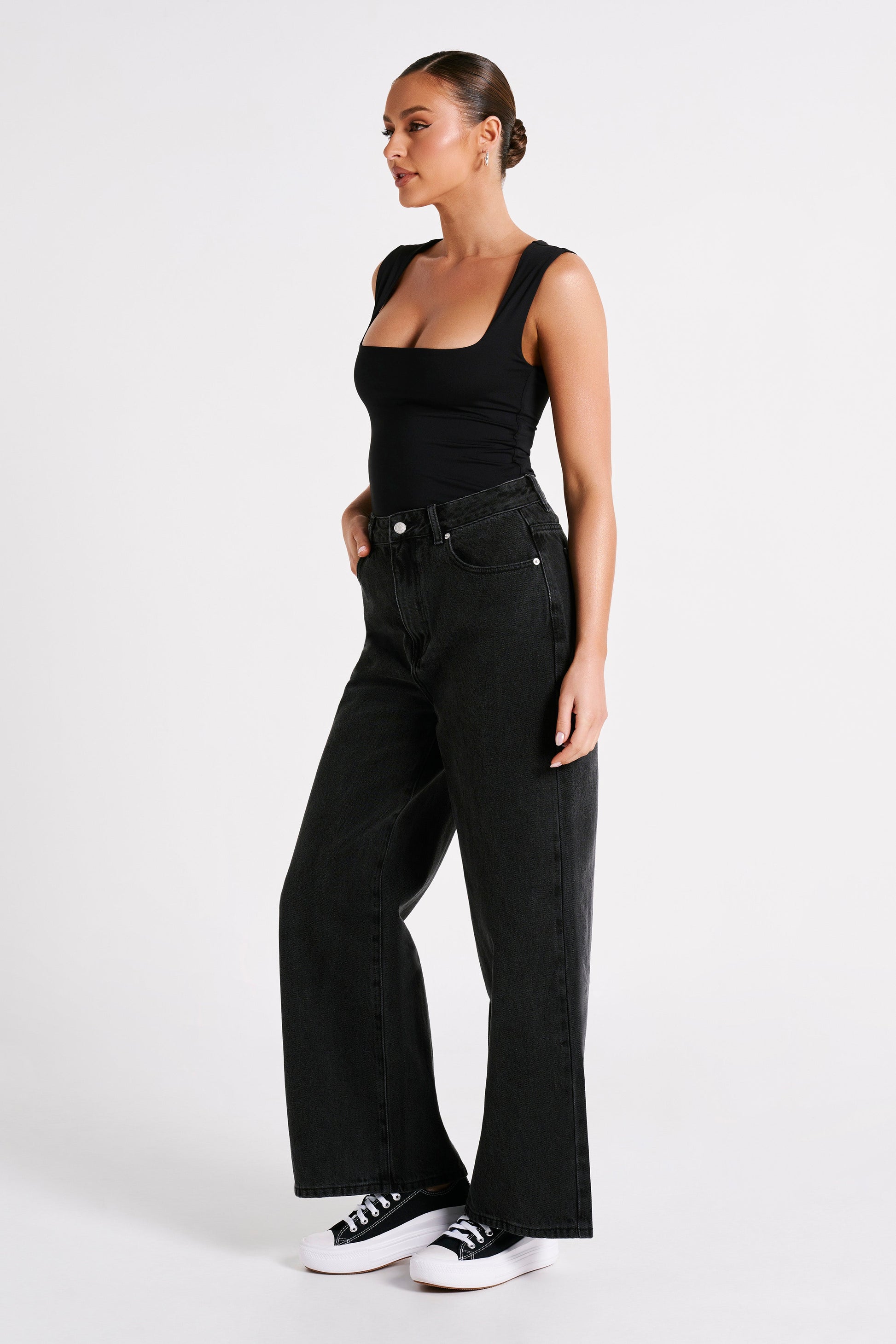 Linley Recycled Nylon Long Line Top - Black #5