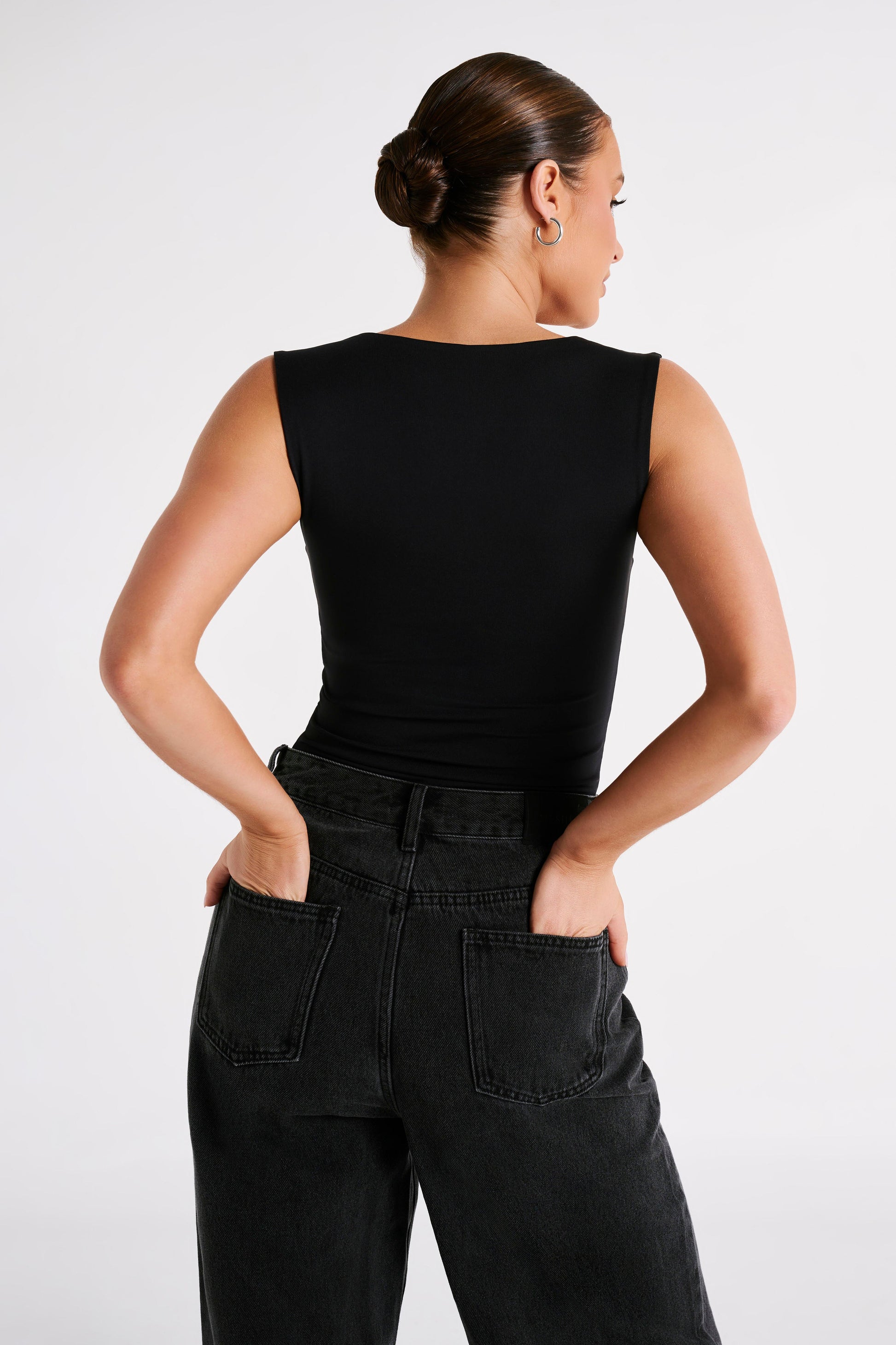 Linley Recycled Nylon Long Line Top - Black #2