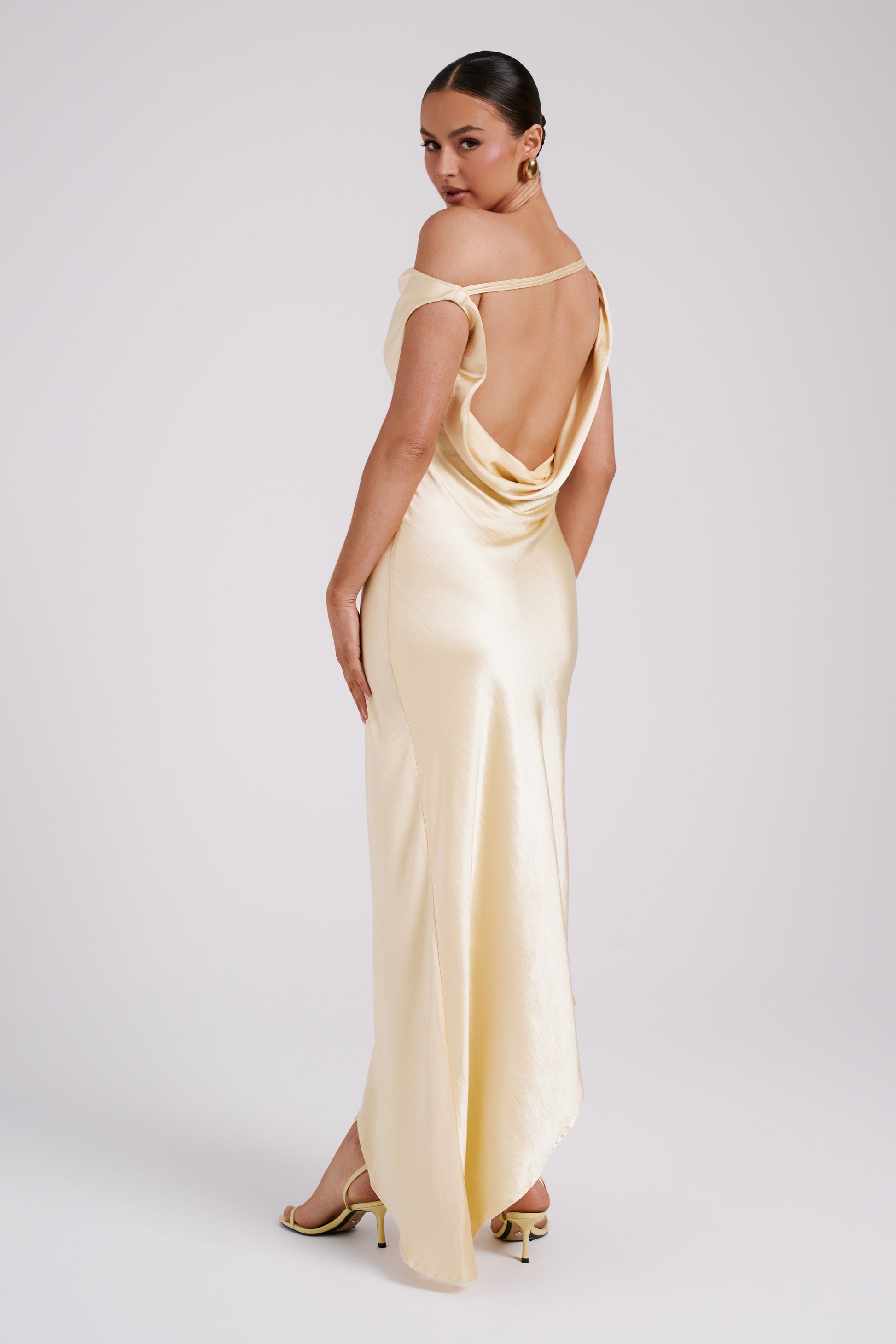 Yvette Slip Maxi Dress With Asymmetrical Hem - Butter #8