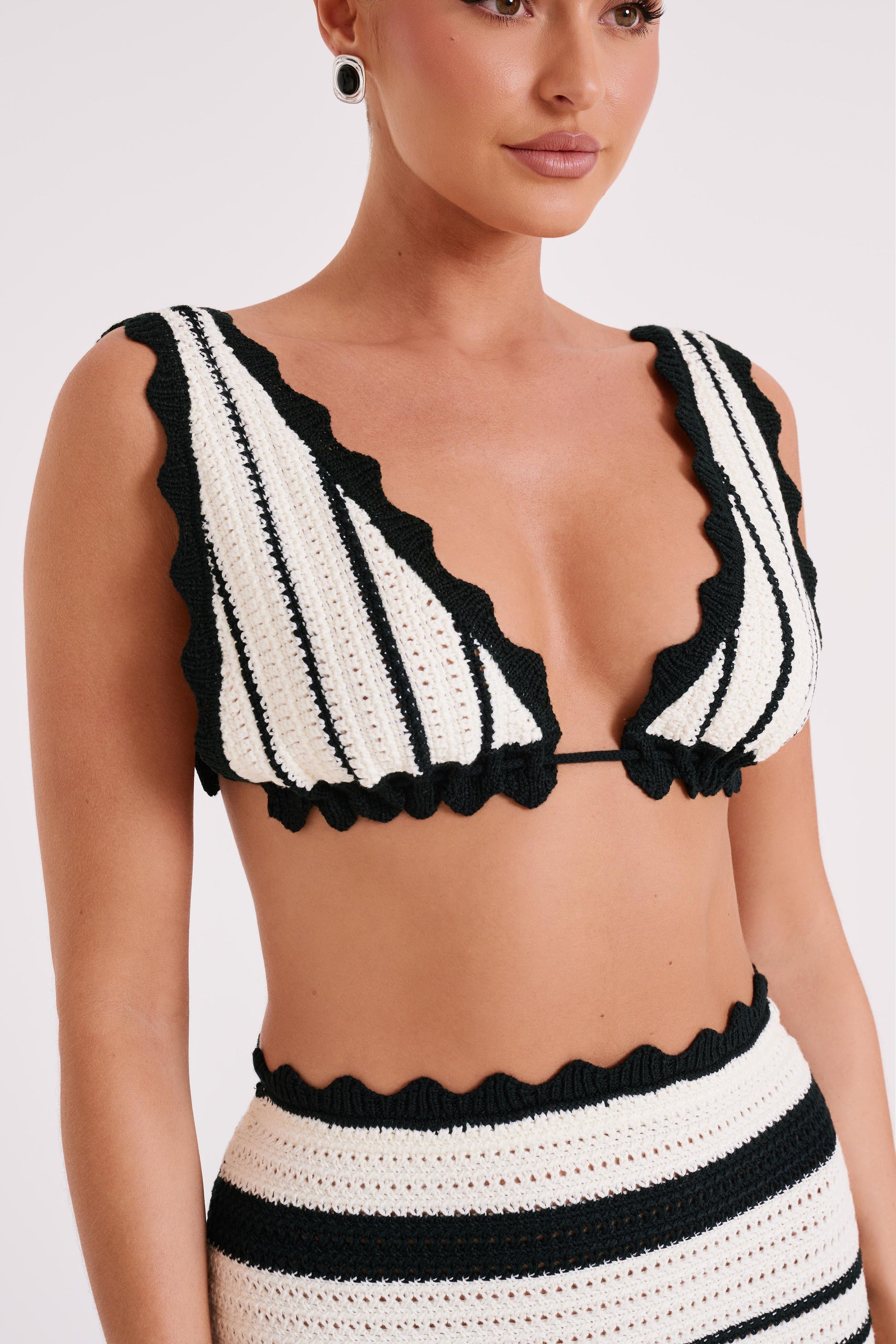 Jadia Contrast Crochet Bralette - Black/White #5