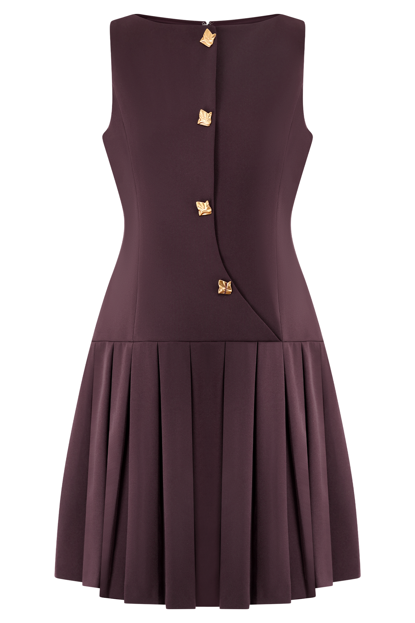 Mackenzie Sleeveless Pleated Mini Dress - Mahogany