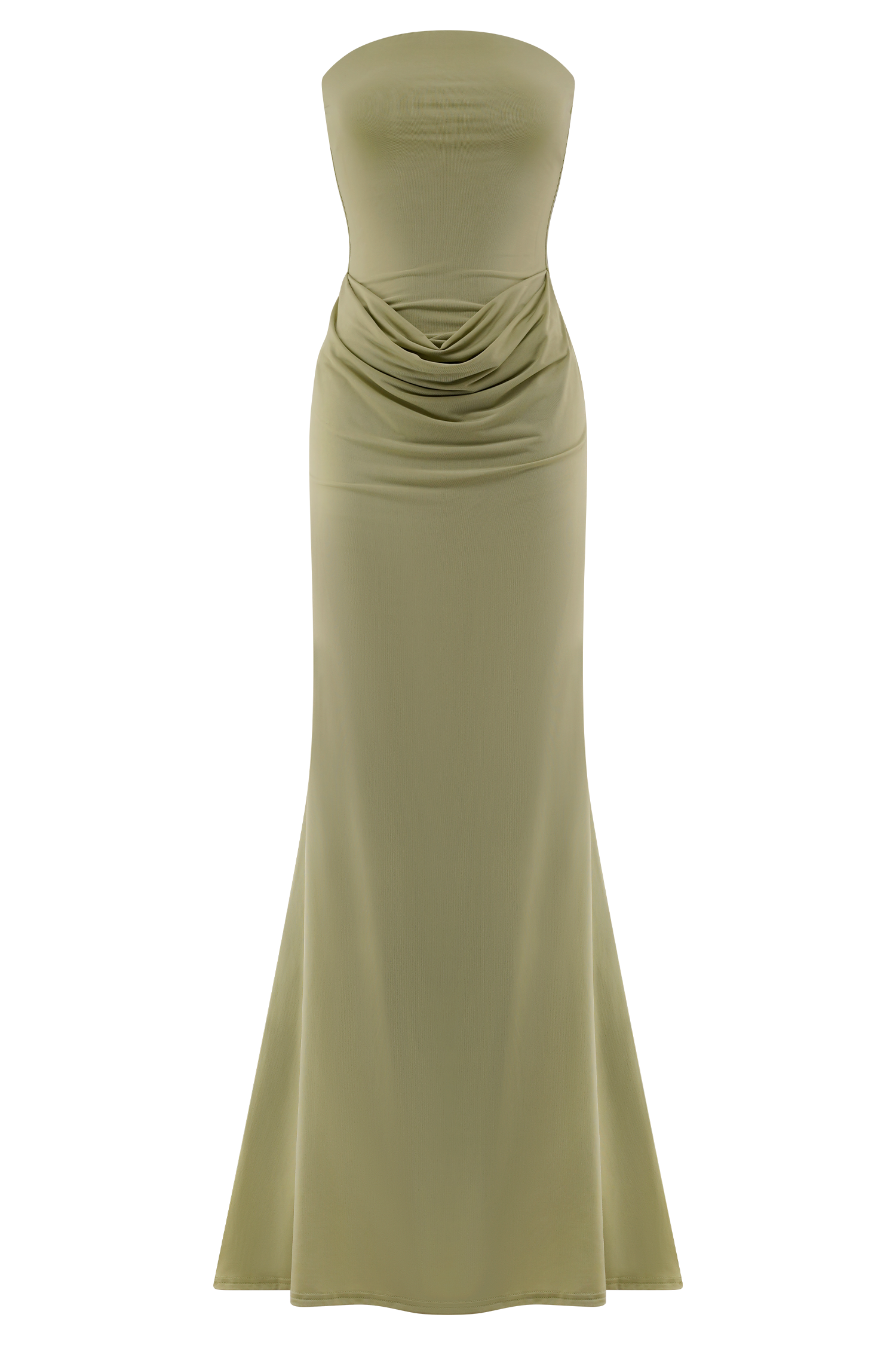 Madison Strapless Slinky Maxi Dress - Sage #7
