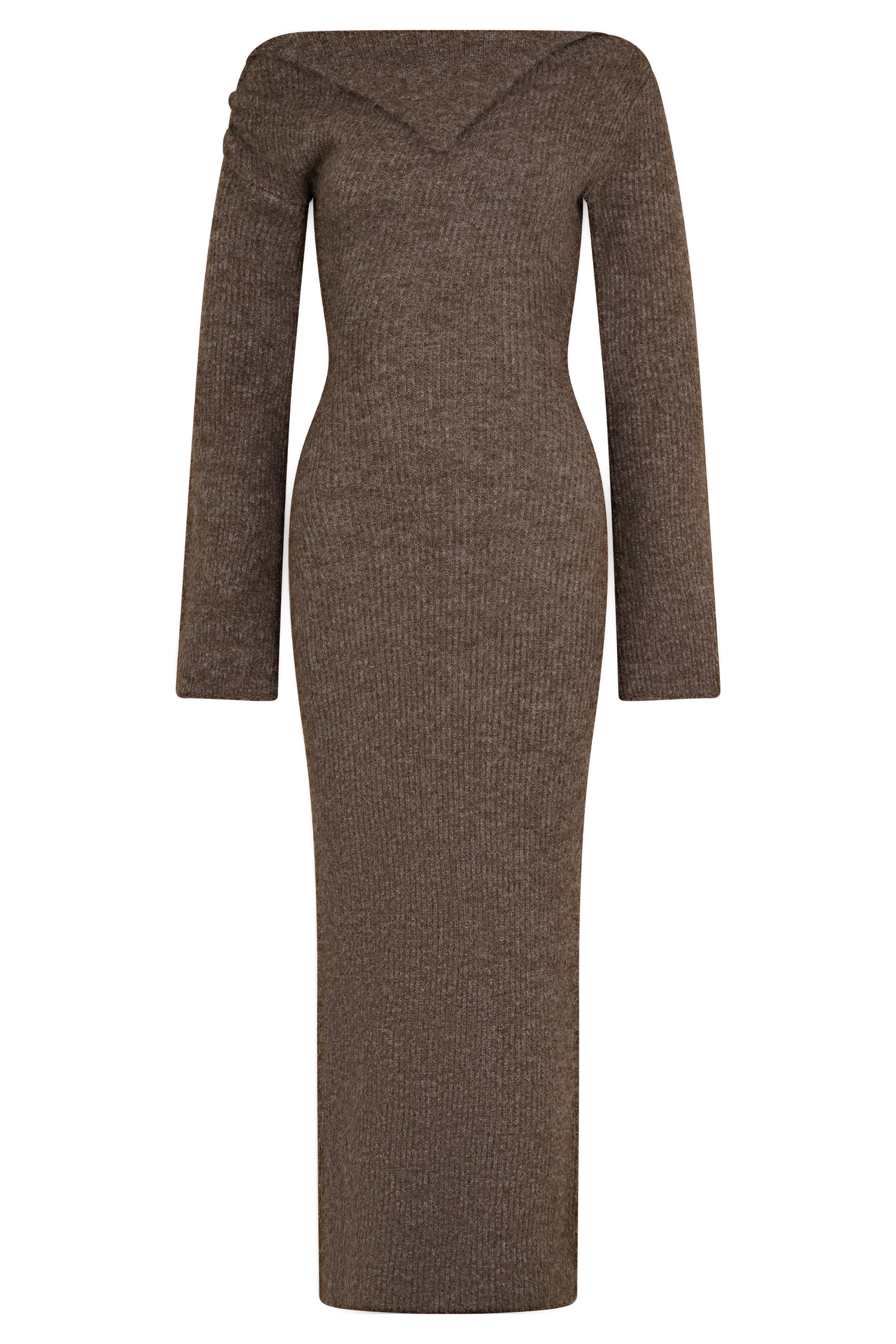 Magenta One Shoulder Fluffy Knit Midi Dress - Pecan #7