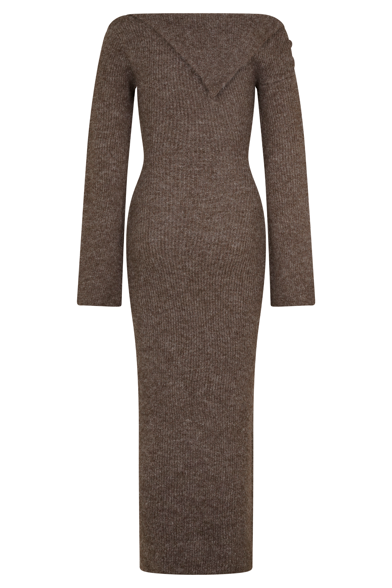 Magenta One Shoulder Fluffy Knit Midi Dress - Pecan #6