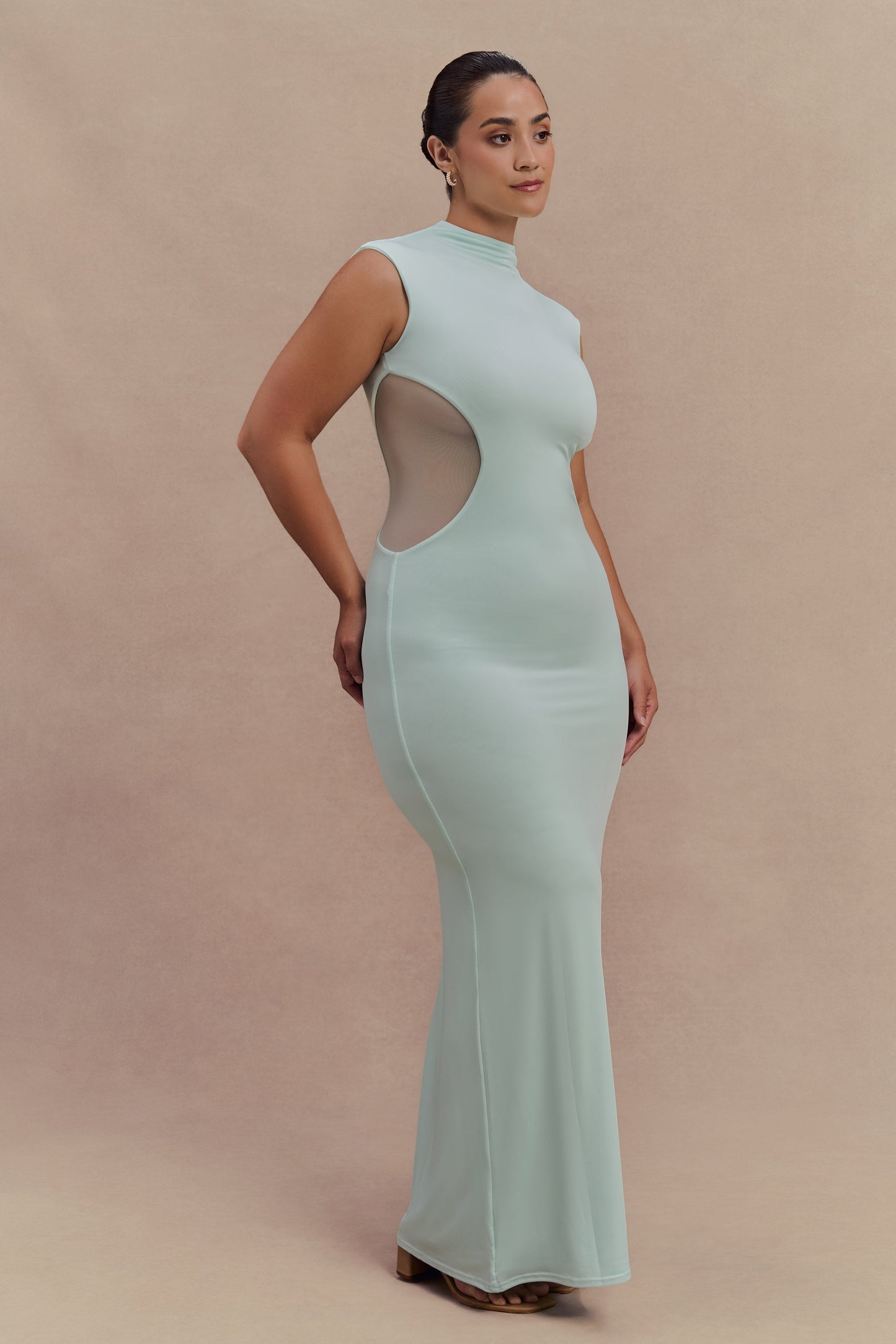Massie Slinky And Mesh Maxi Dress - Lagoon