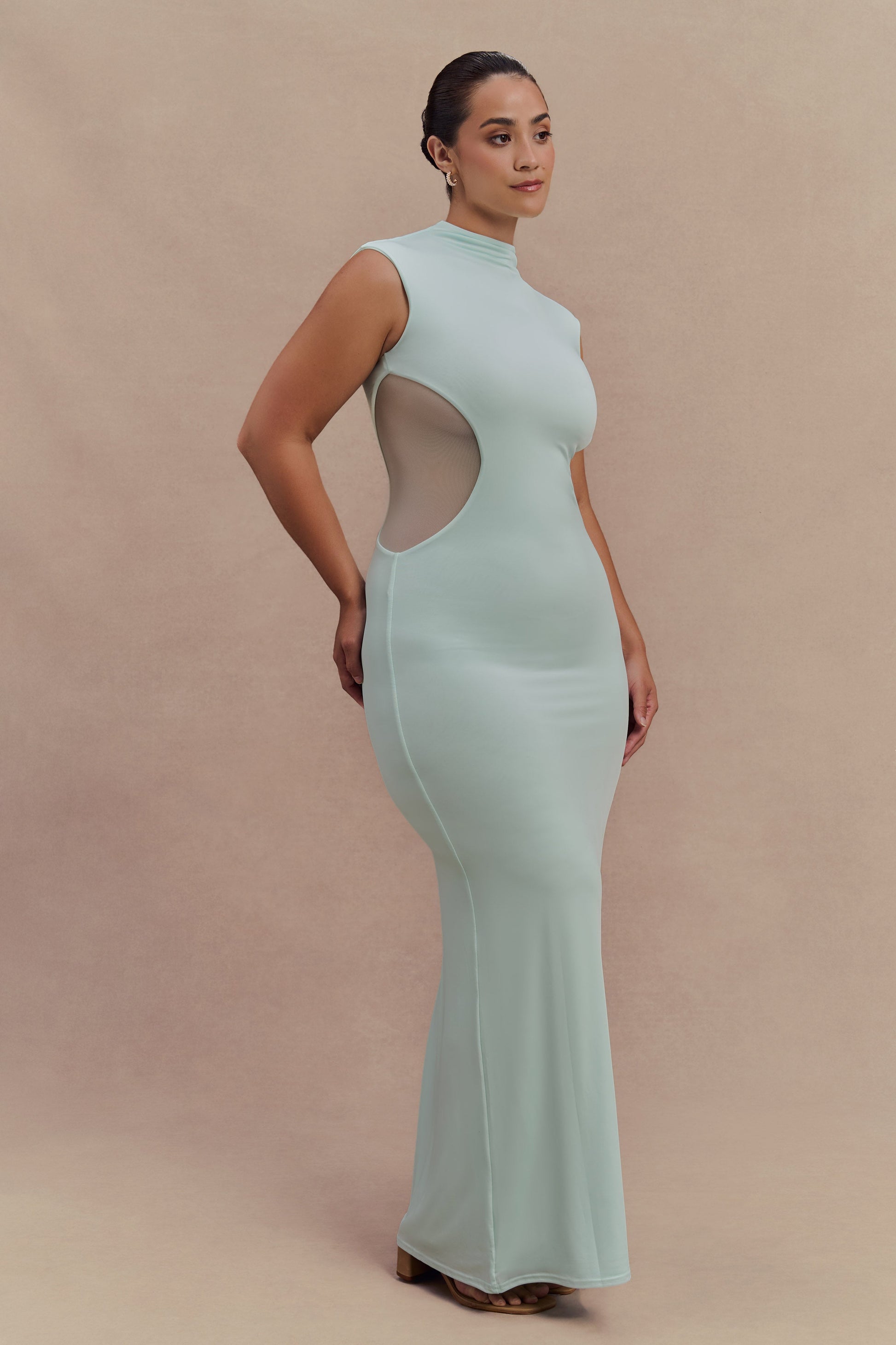 Massie Slinky And Mesh Maxi Dress - Lagoon #8