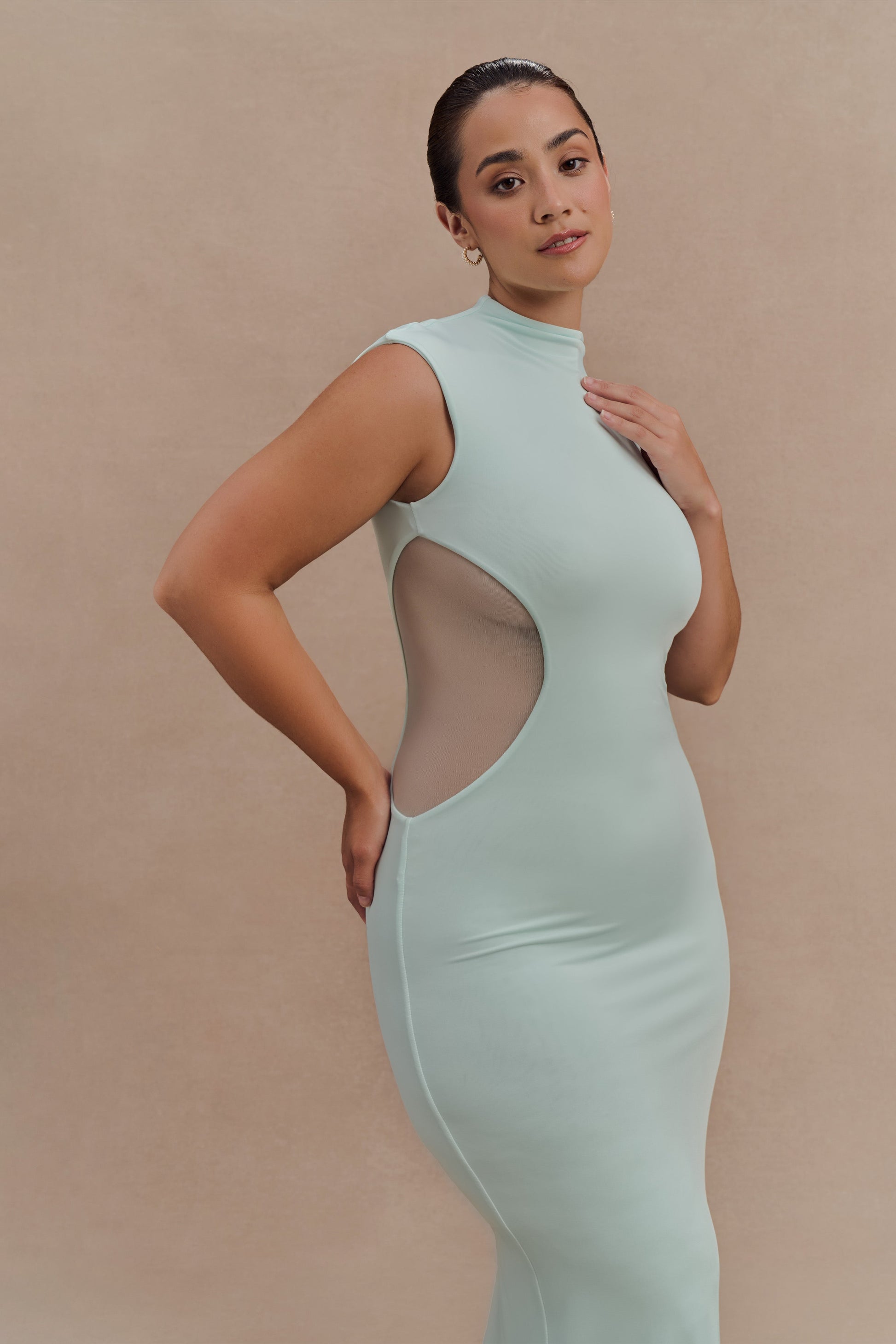 Massie Slinky And Mesh Maxi Dress - Lagoon #7