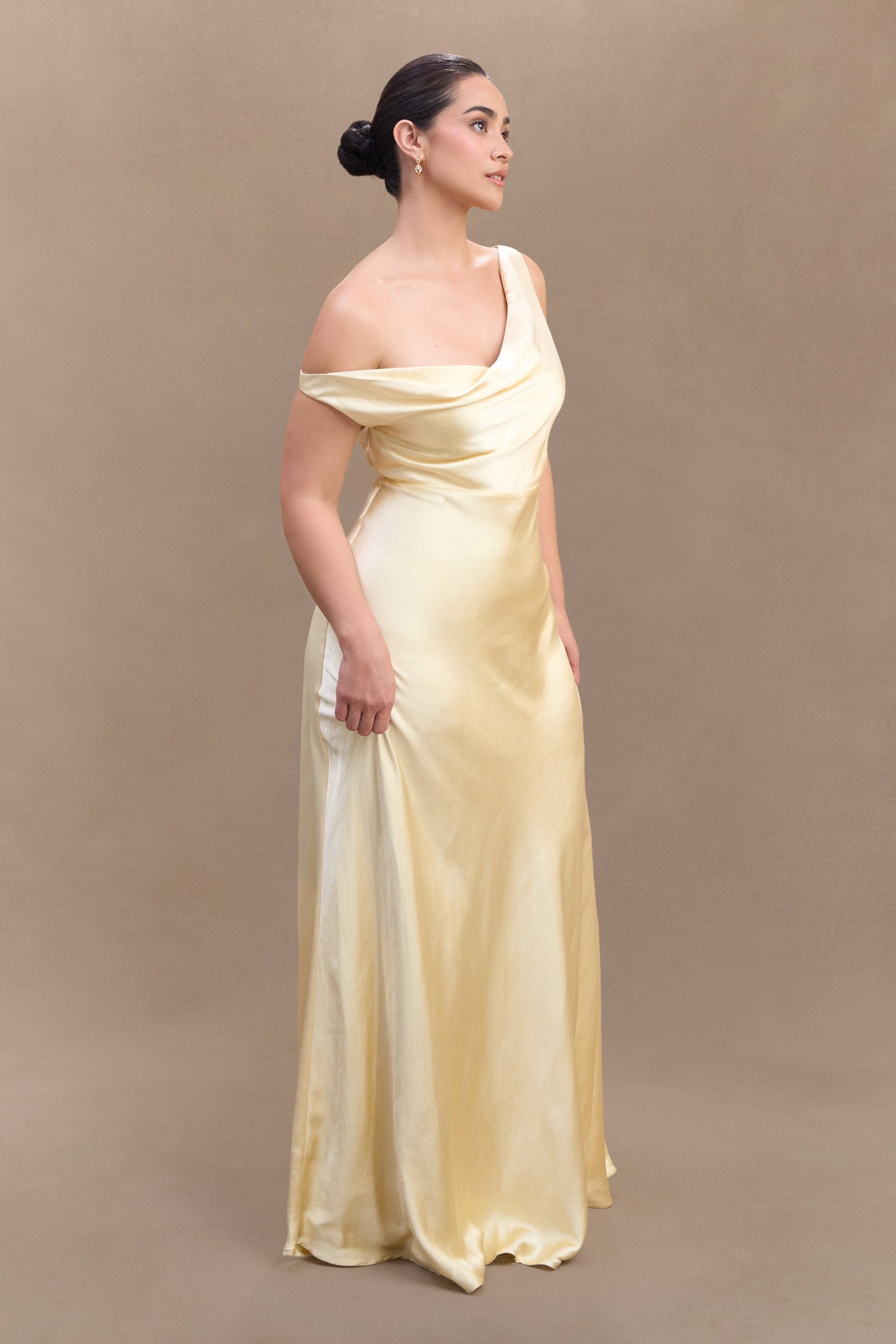 Jacinta One Shoulder Maxi Dress - Pastel Lemon