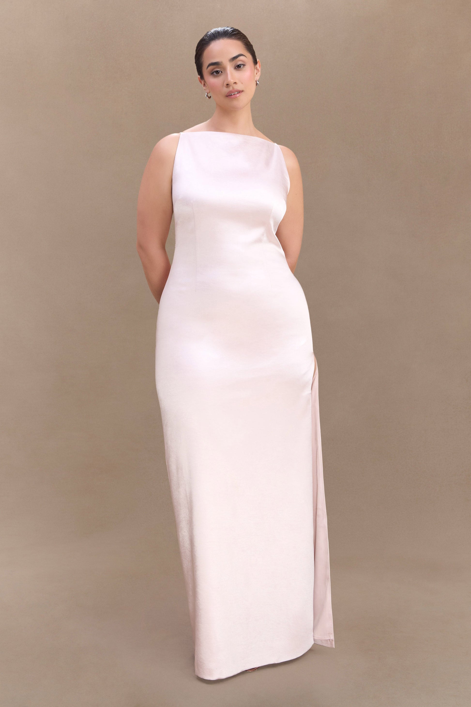 Violet Sleeveless Satin Maxi Dress - Soft Pink #5