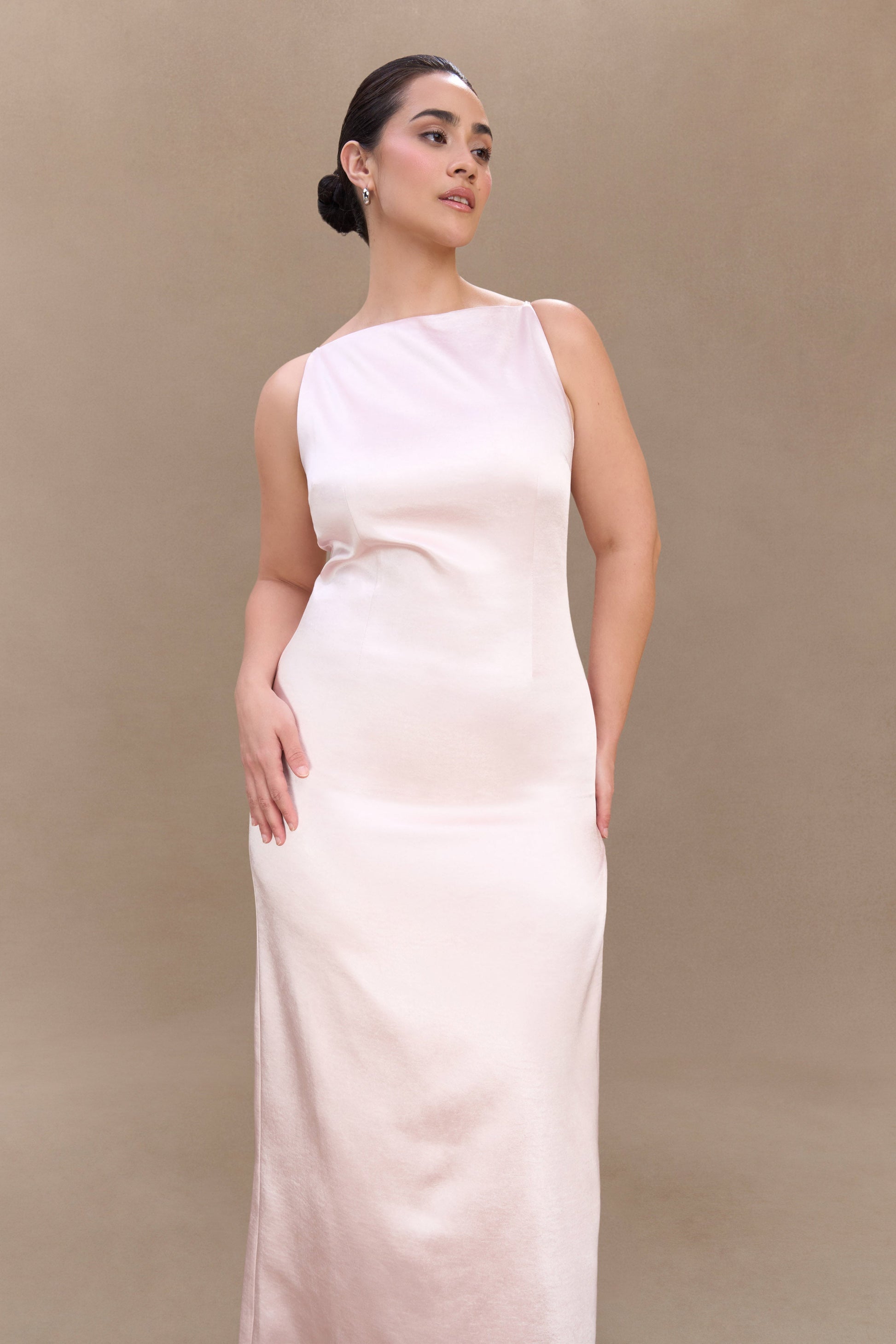 Violet Sleeveless Satin Maxi Dress - Soft Pink #7