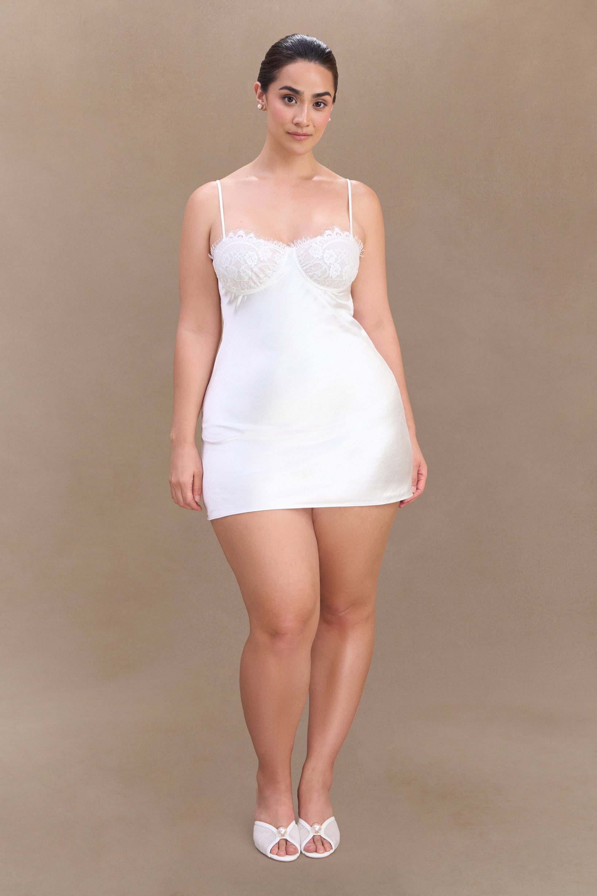 Scarlett Satin Slip Mini Dress - Ivory #7